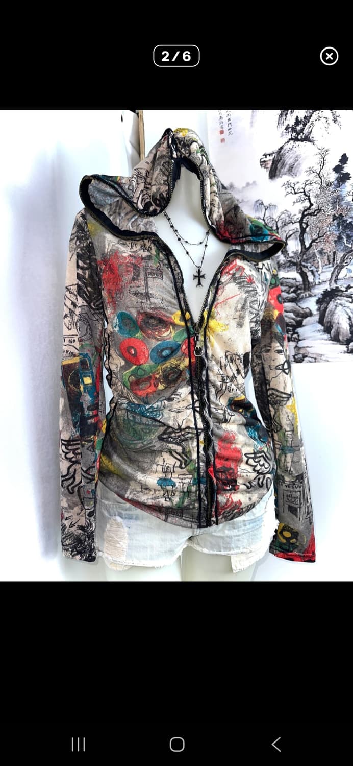 y2k 갸루 펑크 빈티지 후드집업 상품이미지2