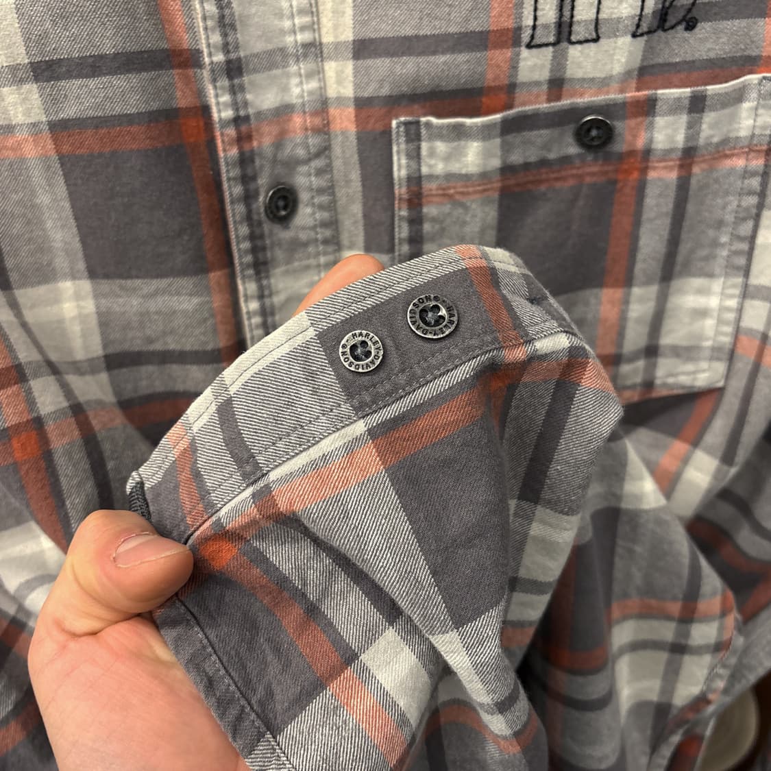 할리데이비슨 시그니쳐 엠브로이드 플래드 체크 워크셔츠 메탈버튼 N869 상품이미지7