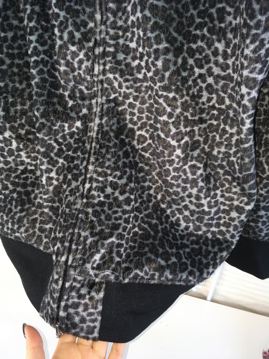일본빈티지 차콜 레오파드 퍼 후드 집업 상품이미지7