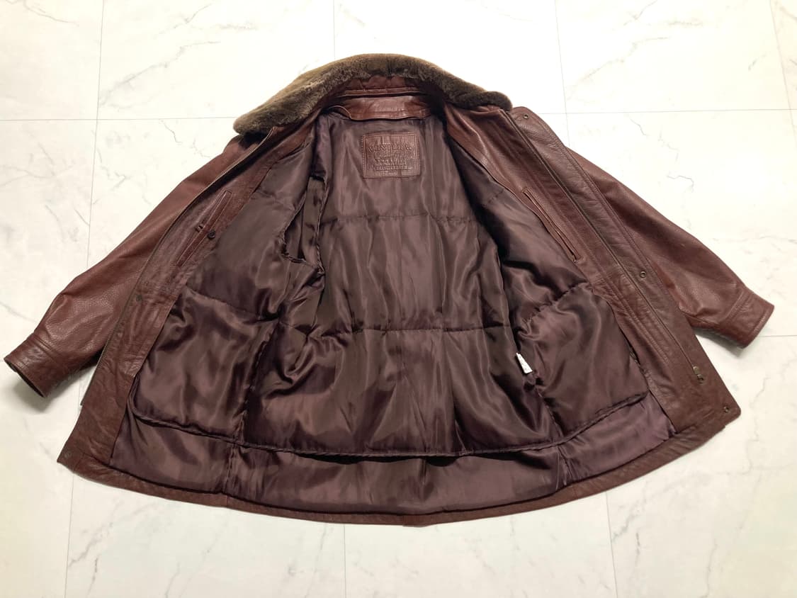 90s 벤츄라 양가죽 구스 내피 레더 자켓 100 L 상품이미지3