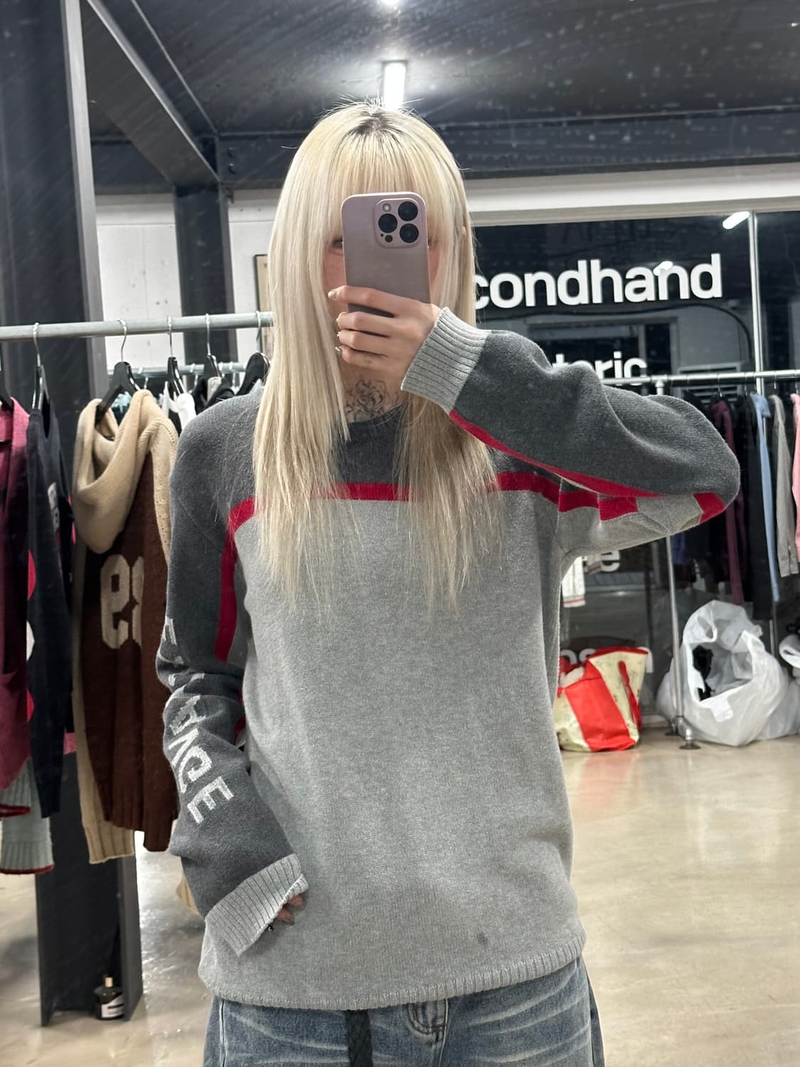 아르마니 익스체인지 로고 배색 니트 스웨터 상품이미지2