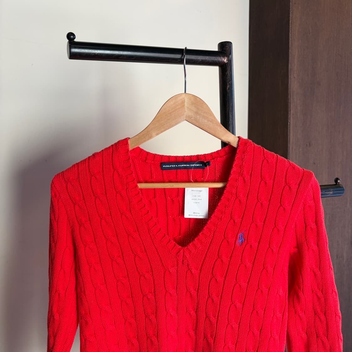 15408 - 폴로 랄프로렌 레드 케이블 브이넥 니트 상품이미지1