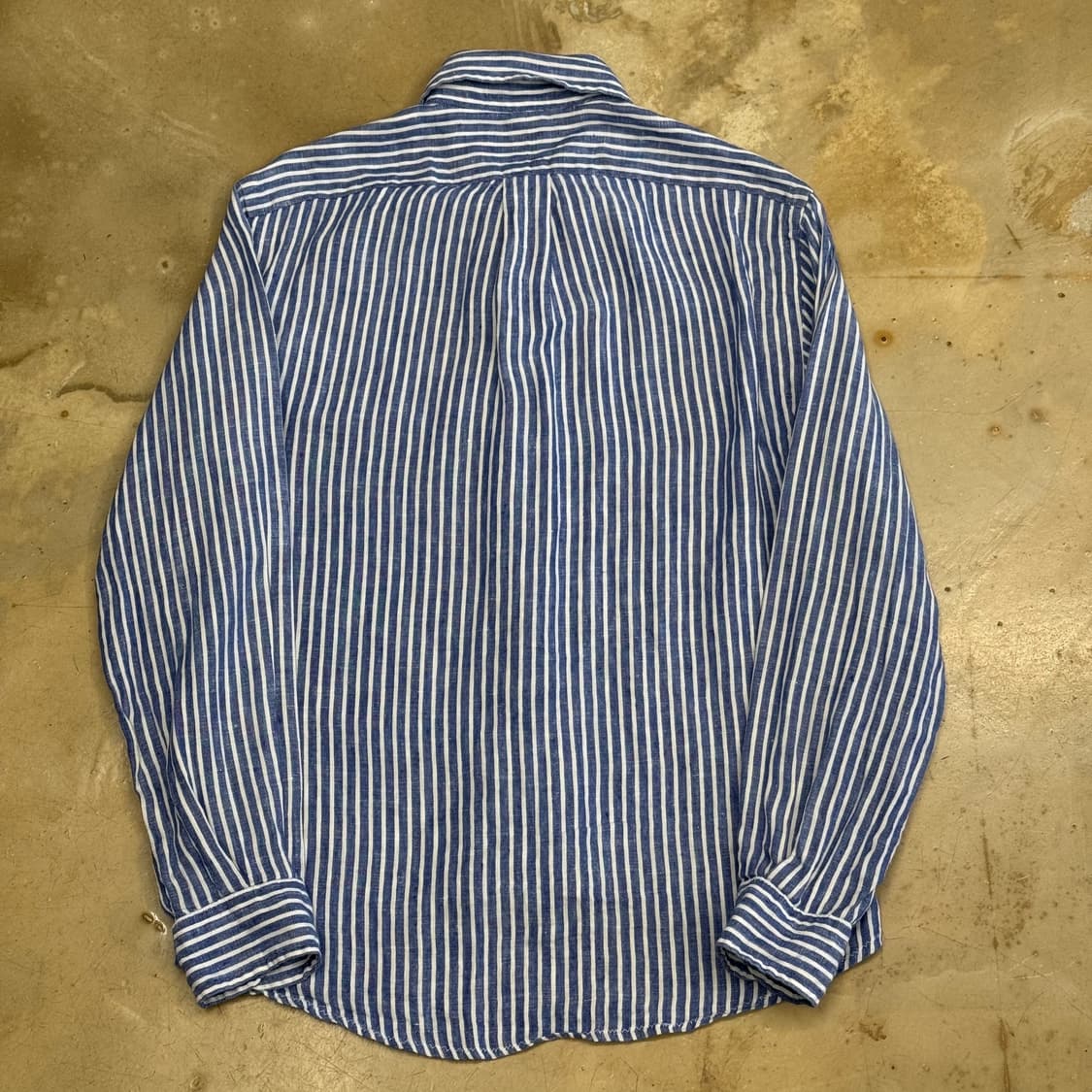 XS 폴로랄프로렌 블루 스트라이프 린넨 셔츠 상품이미지3