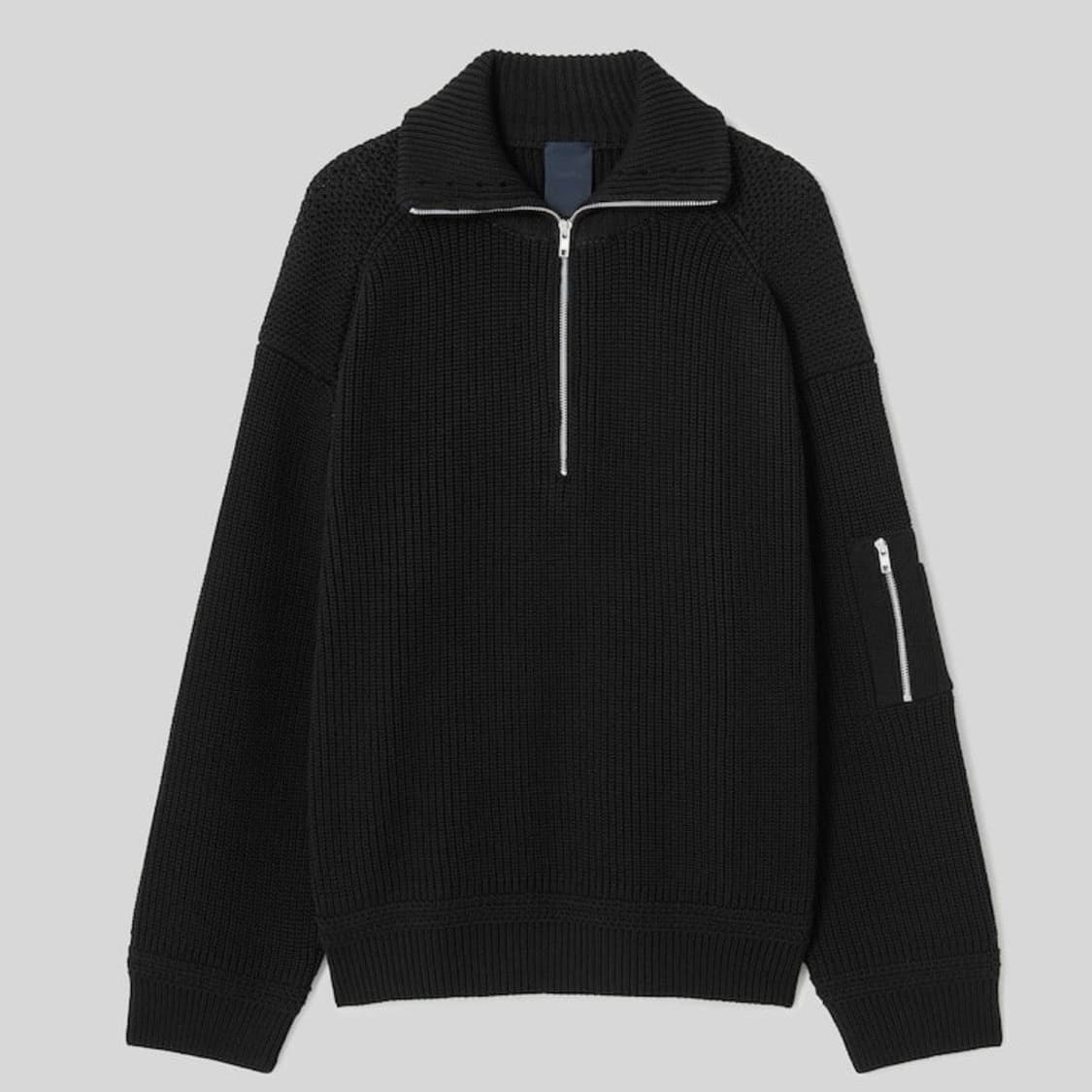 [구매] 준지 / 24fw, 25ss 티칼라 반집업 니트 블랙 s 상품이미지1