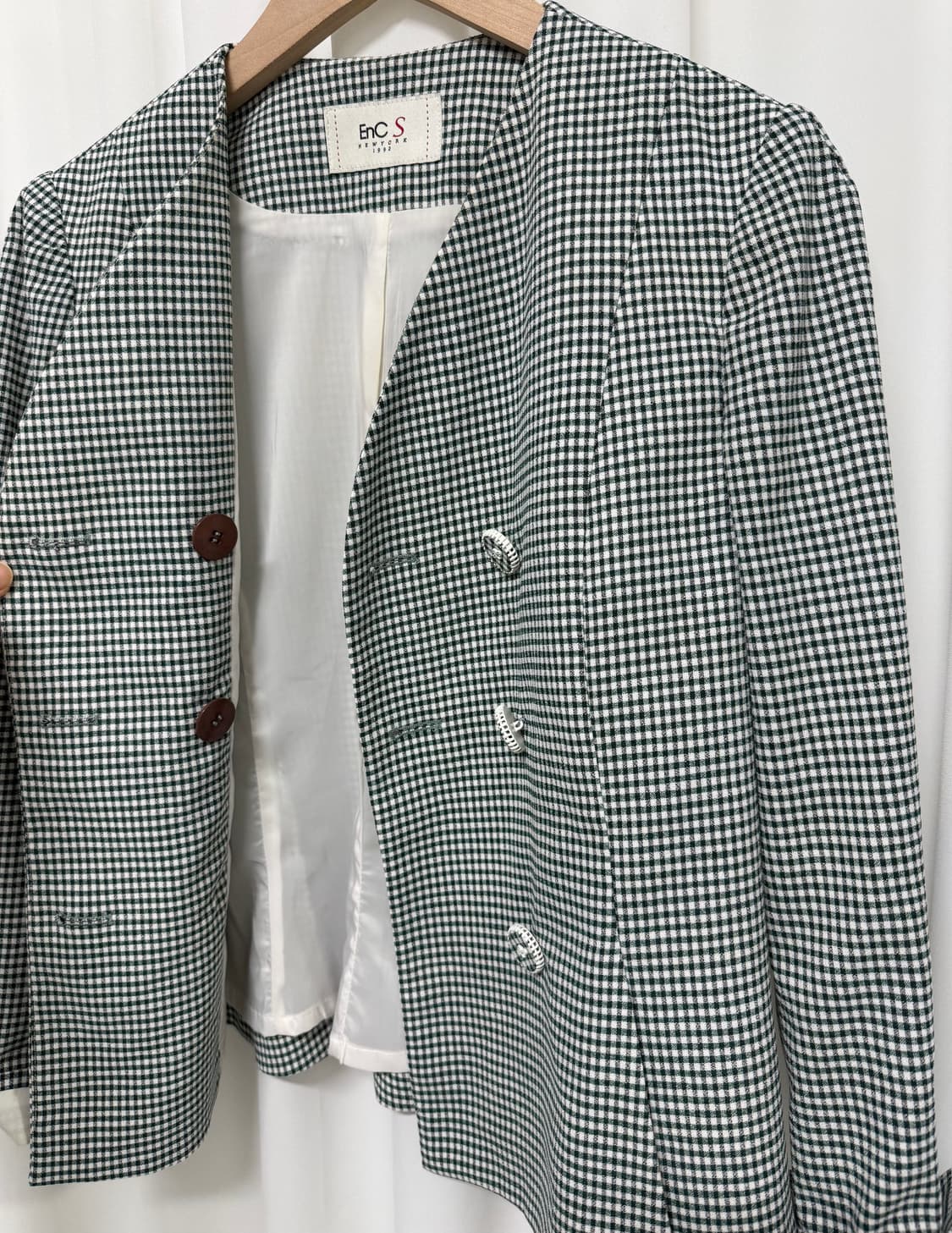 EnC 그린 체크 더블 자켓 상품이미지5