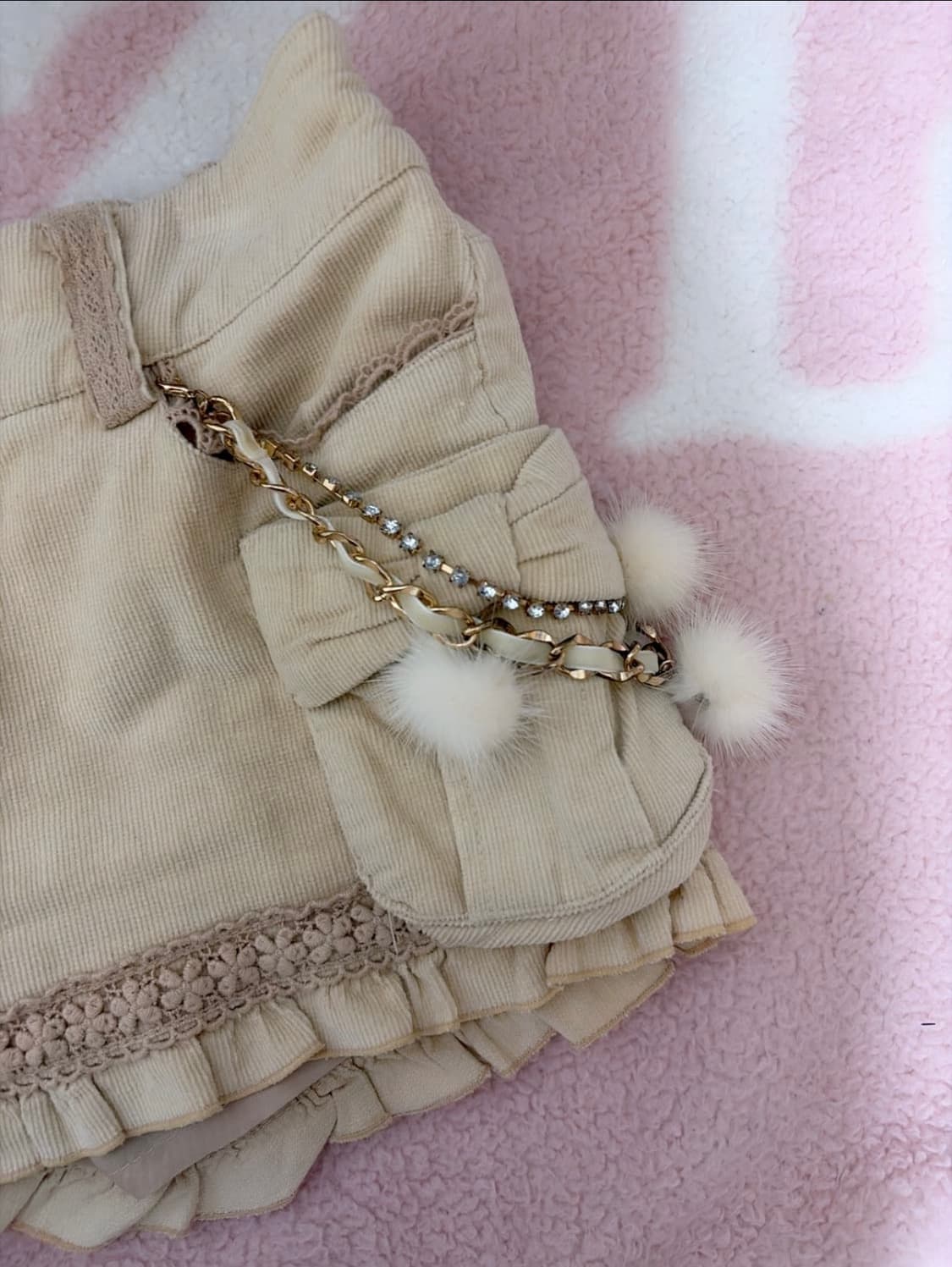 리즈리사 고전 히메갸루 폼폼 퍼 레이스 팬츠 큐롯 라떼갸루 히메카지 상품이미지2