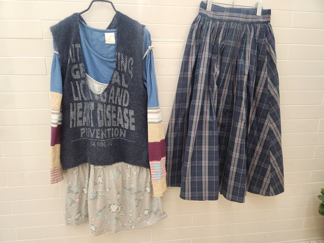 일본 빈티지  지구샵 라방에서 구입한 5개 레이어드 코디. 상품이미지2