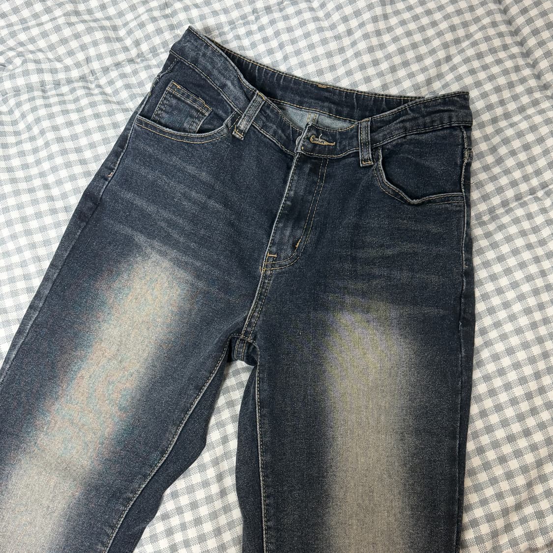 핏시 머드 워싱 머메이드 골반뽕 골반패드 부츠컷 데님 팬츠 바지 에이블리 상품이미지2