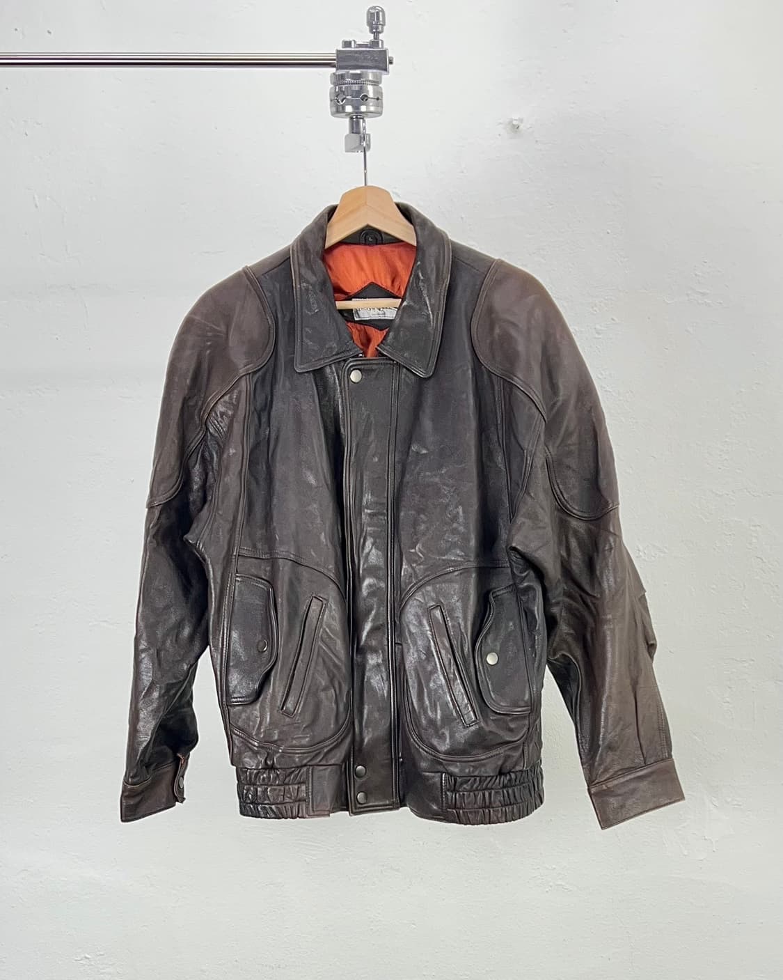 이브 생로랑 브라운 리얼레더 스펠 아웃 블루종 자켓 상품이미지1