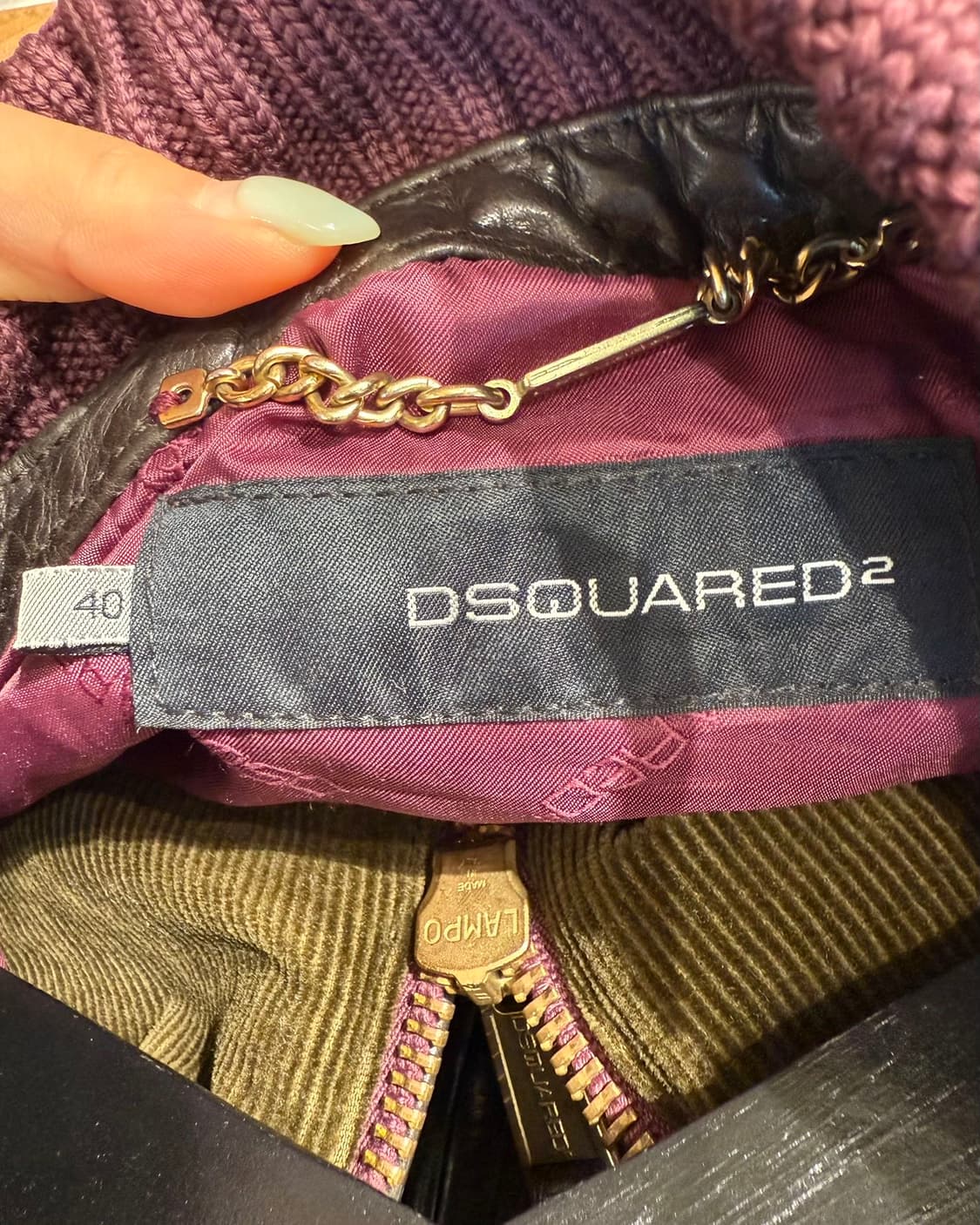 디스퀘어드2 카키 퀼팅 크롭 바이커 자켓  상품이미지8