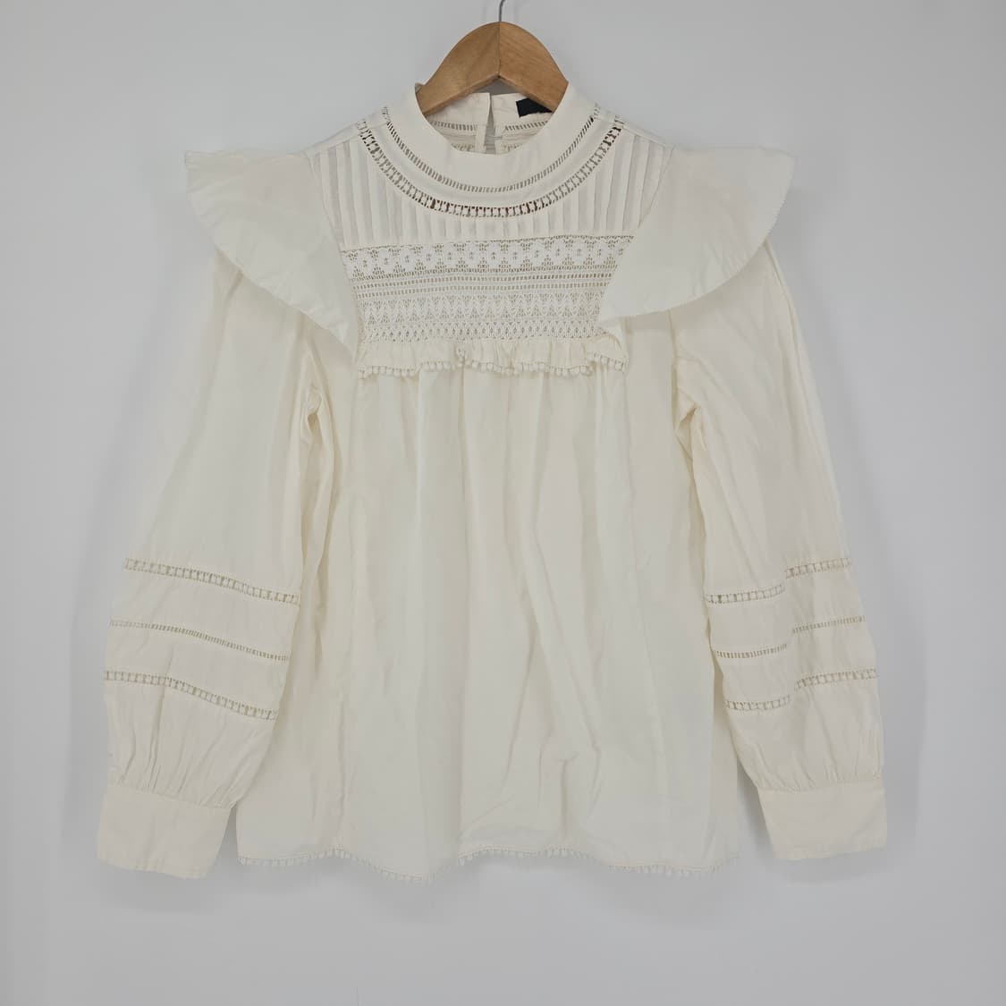 J.CREW 아이보리 레이스 프릴 블라우스 상품이미지1