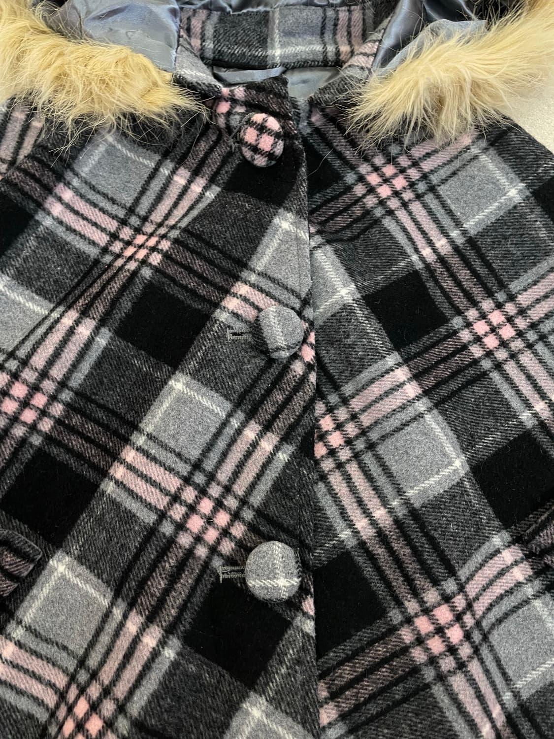 갸루 핑크체크 케이프 상품이미지3