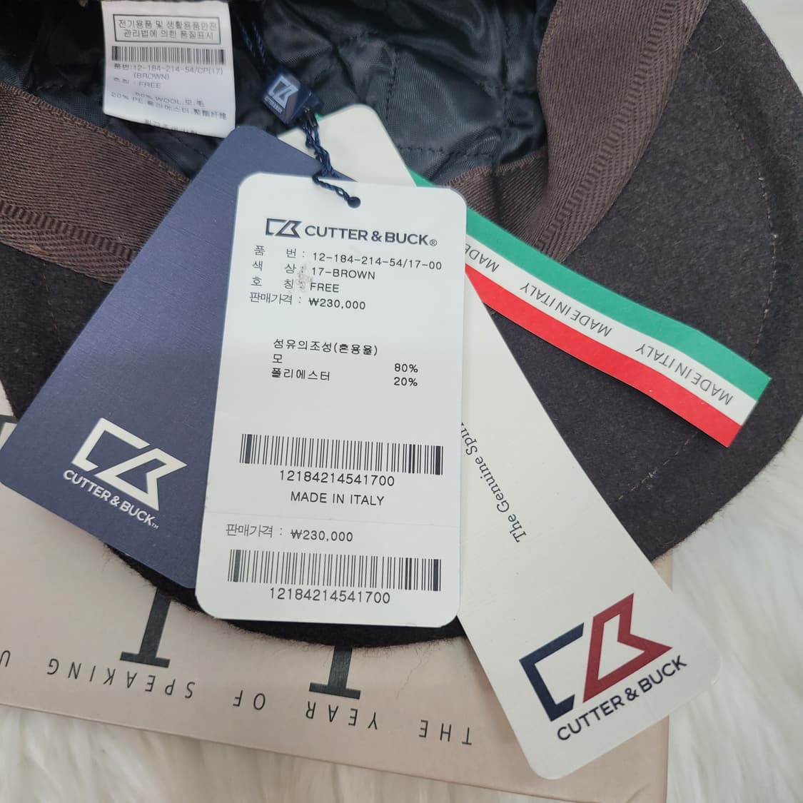 커터앤벅 80%모 체크 모자 볼캡 캡 Made in Italy 57사이즈 상품이미지9