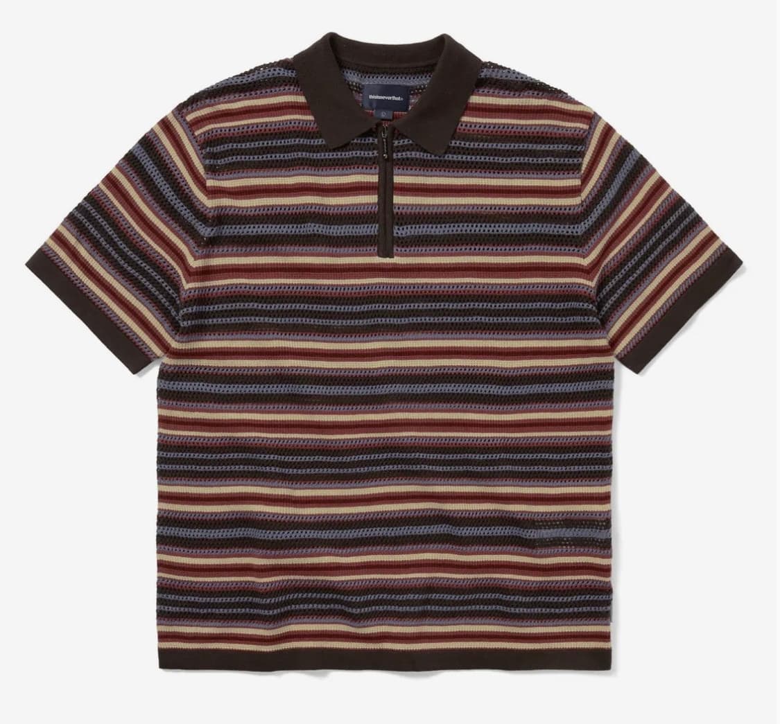 디네댓 Striped S/S Knit Polo RED M 상품이미지1
