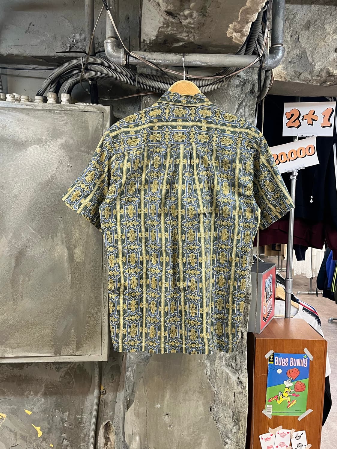 빈티지 패턴 반팔 셔츠 그린 S #csz3730 상품이미지2