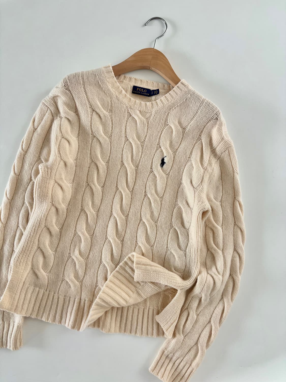 Polo 폴로 랄프로렌 신형 캐시미어10% 아이보리컬러 케이블 니트 상품이미지2