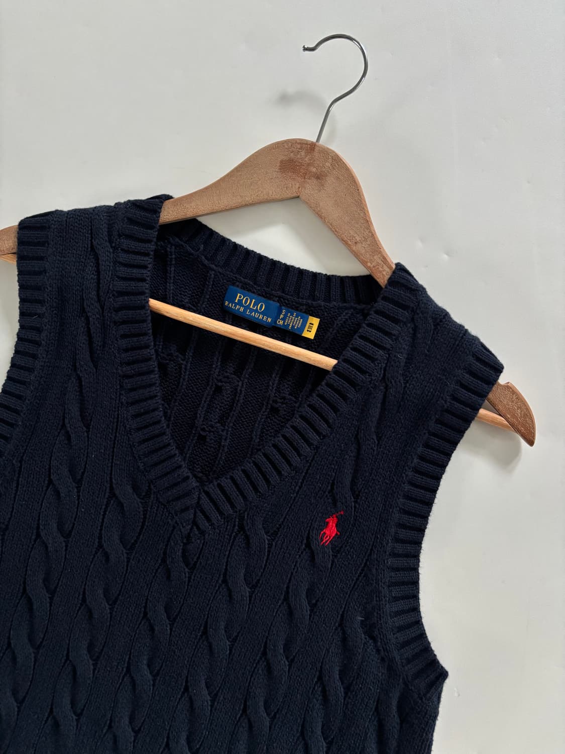 Polo 폴로 랄프로렌 QR신형 우먼라인 네이비 케이블 니트 베스트 상품이미지2
