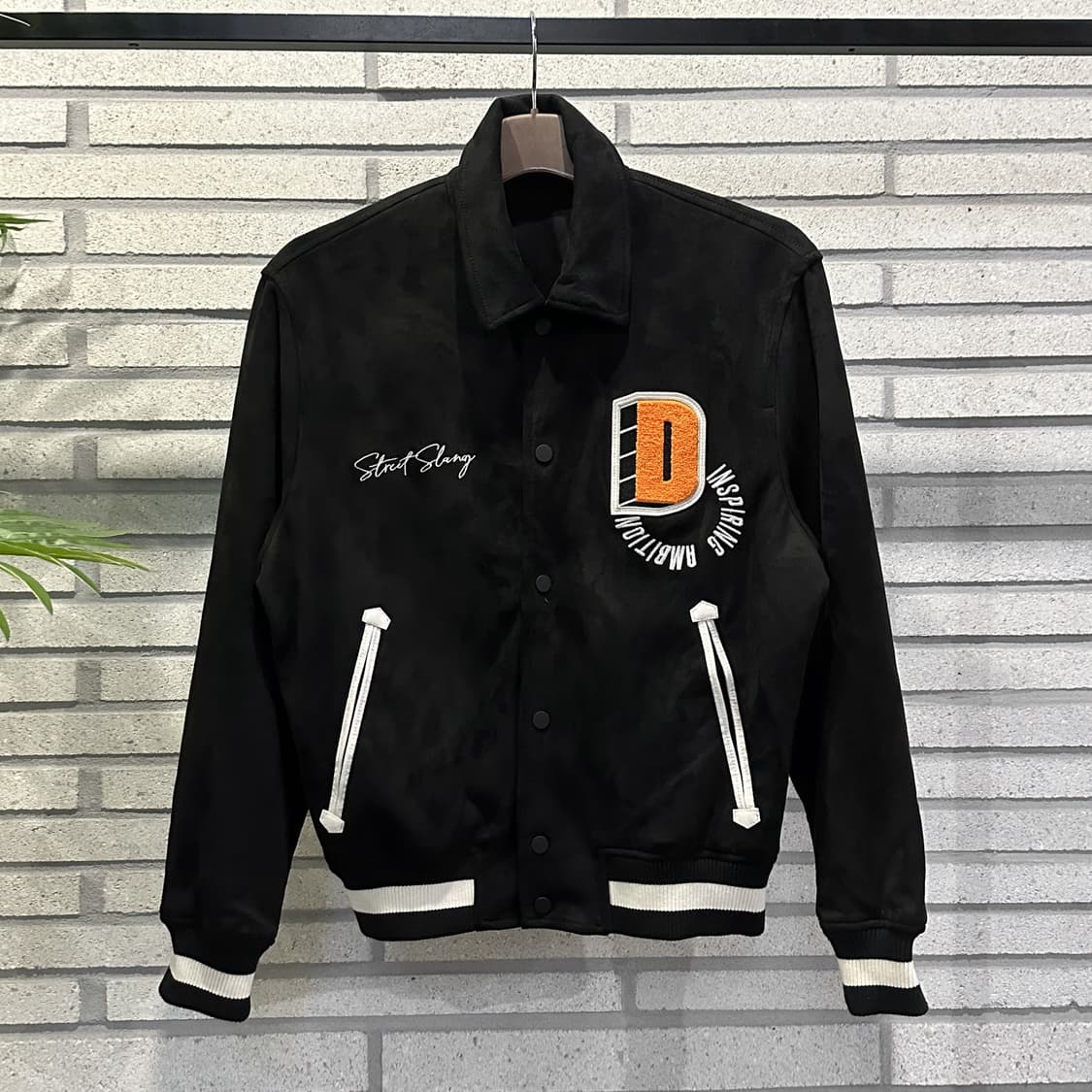 USA VINTAGE 블랙 D 와펜 스트릿 바시티 스웨이드 디테일 상품이미지2