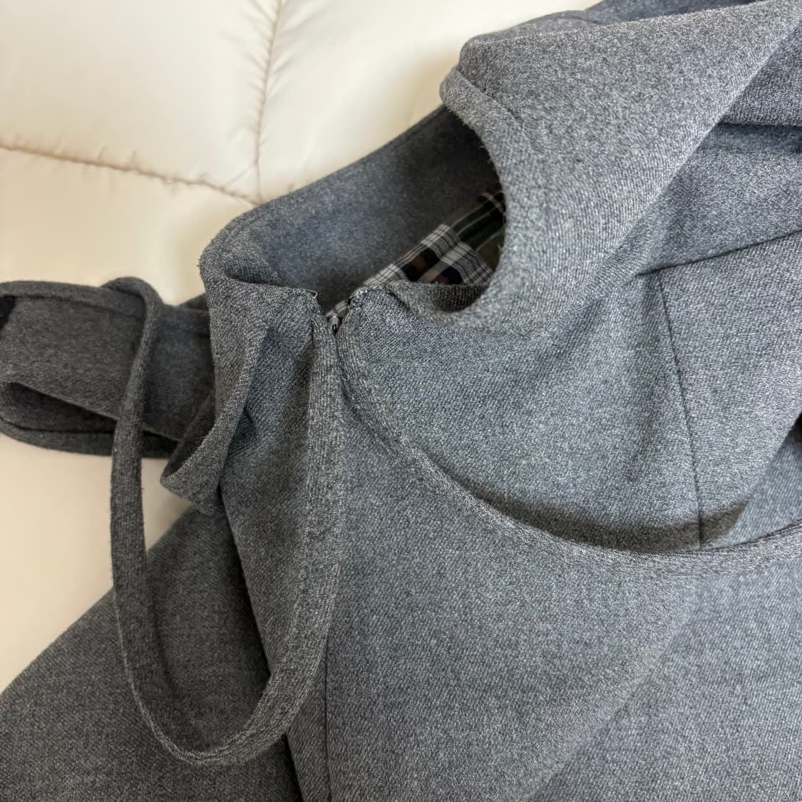 코이세이오 RIBBON DOUBLE SKIRT GREY 상품이미지7