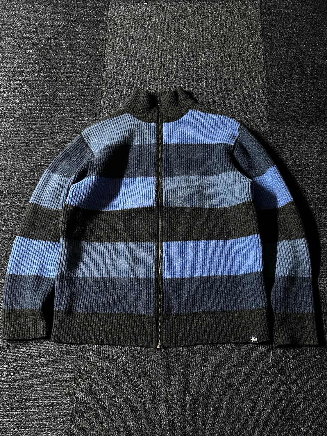 old stussy 올드 스투시 램스울 스트라이프 니트 울 집업자켓 상품이미지2