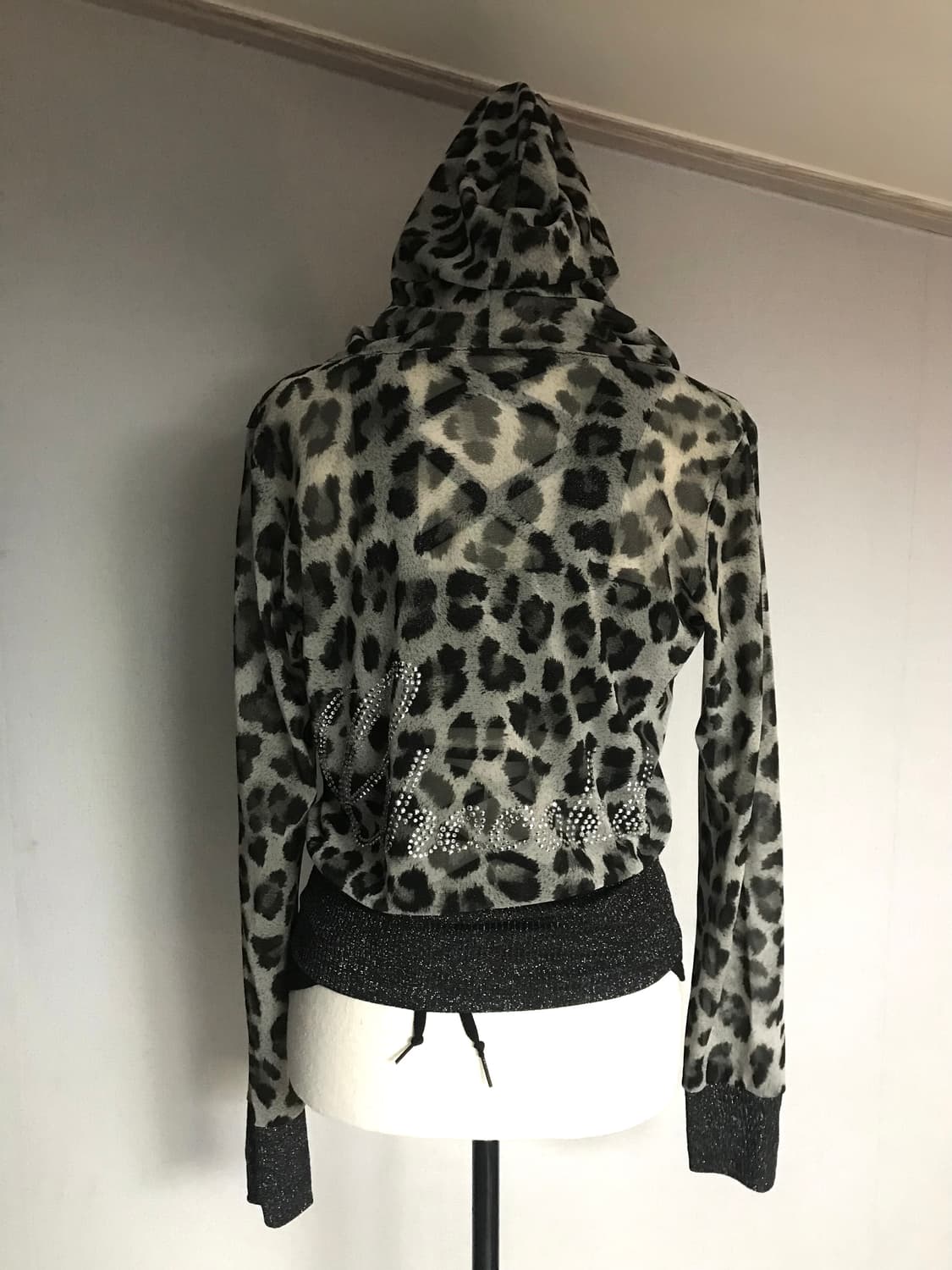 Leopard Mesh Glitter Zip-up Hoodie 상품이미지4