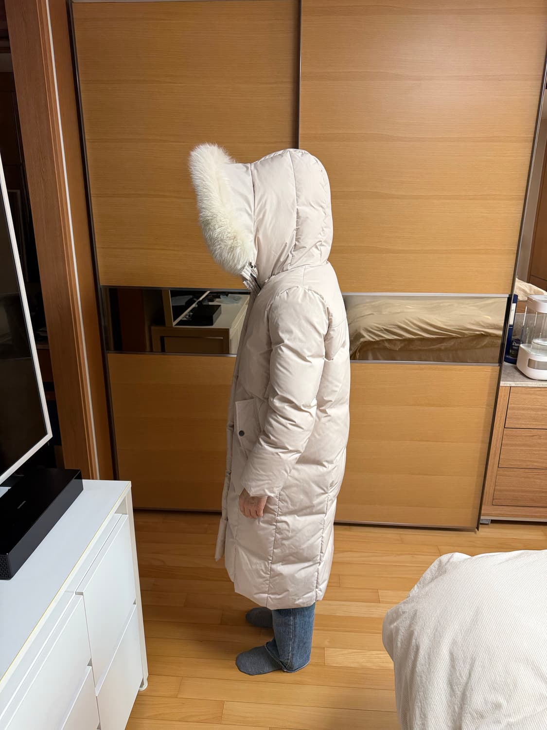 Mayonez 리얼폭스 퍼트리밍 덕다운 코트 롱다운  가슴 56 소매길이 상품이미지3