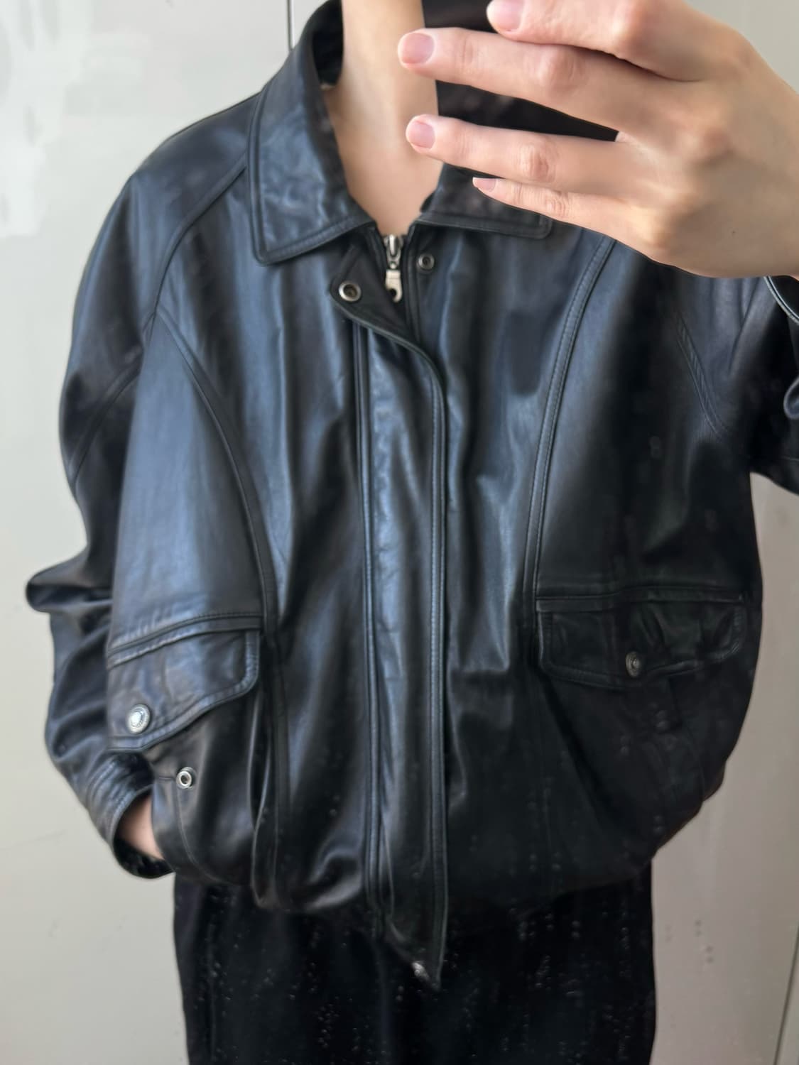 빈티지 레더 자켓 가죽 자켓 블랙 상품이미지3