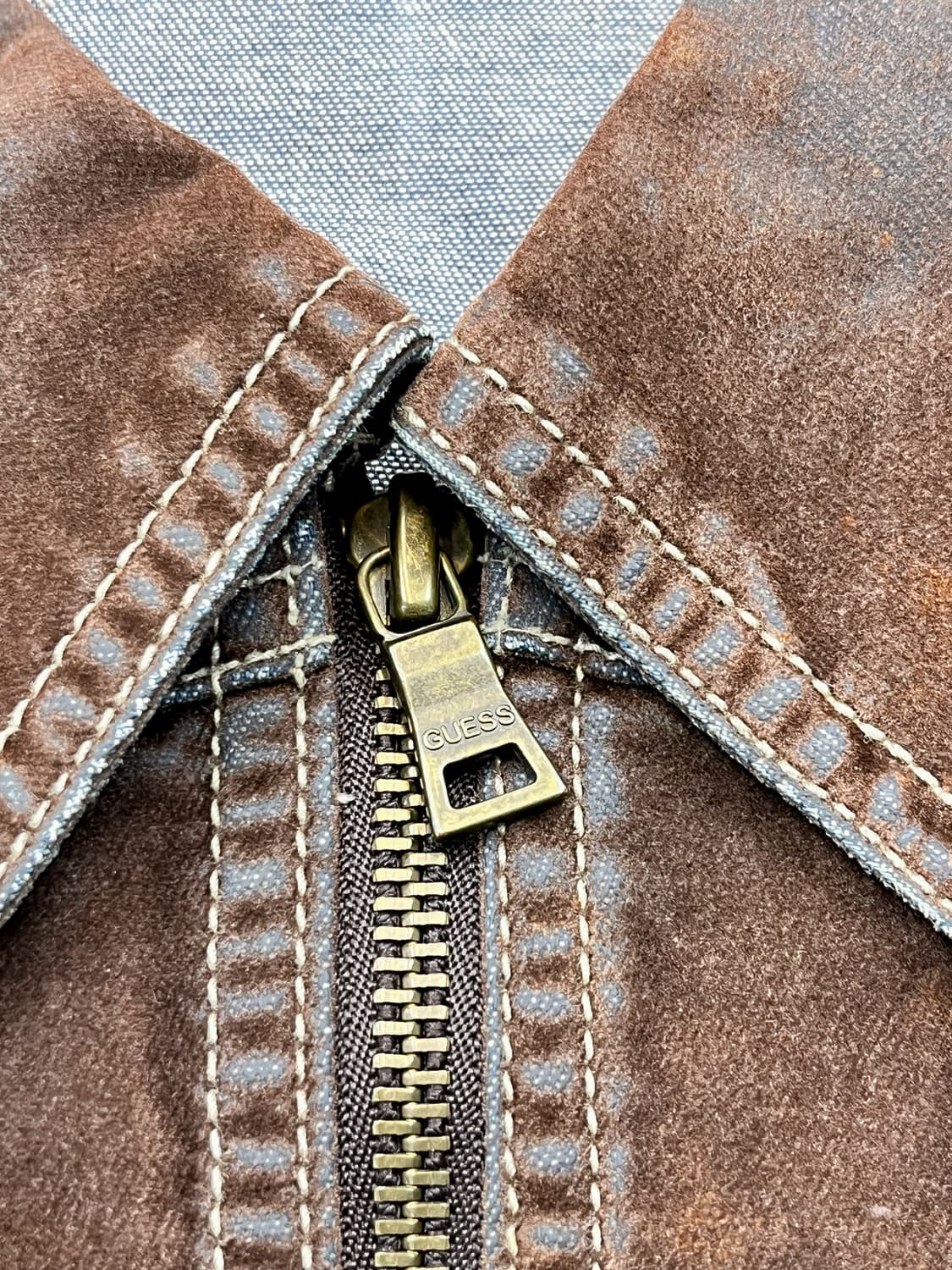 게스 Y2K 블루 코어 벨루어 집 자켓 상품이미지7