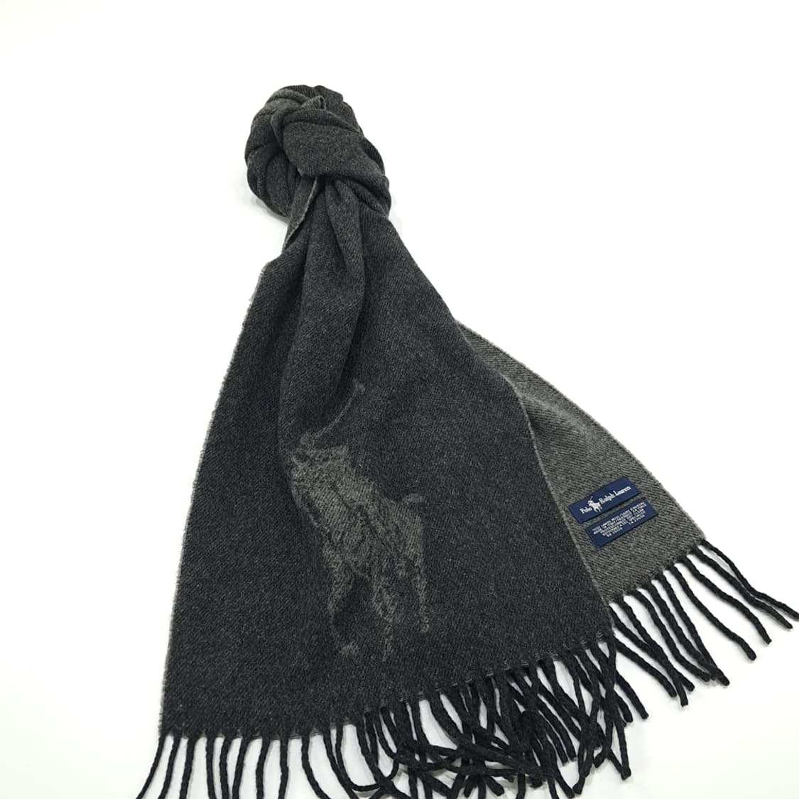 MX225 폴로 랄프로렌 그레이 빅포니 램스울 양면 목도리 머플러 상품이미지2