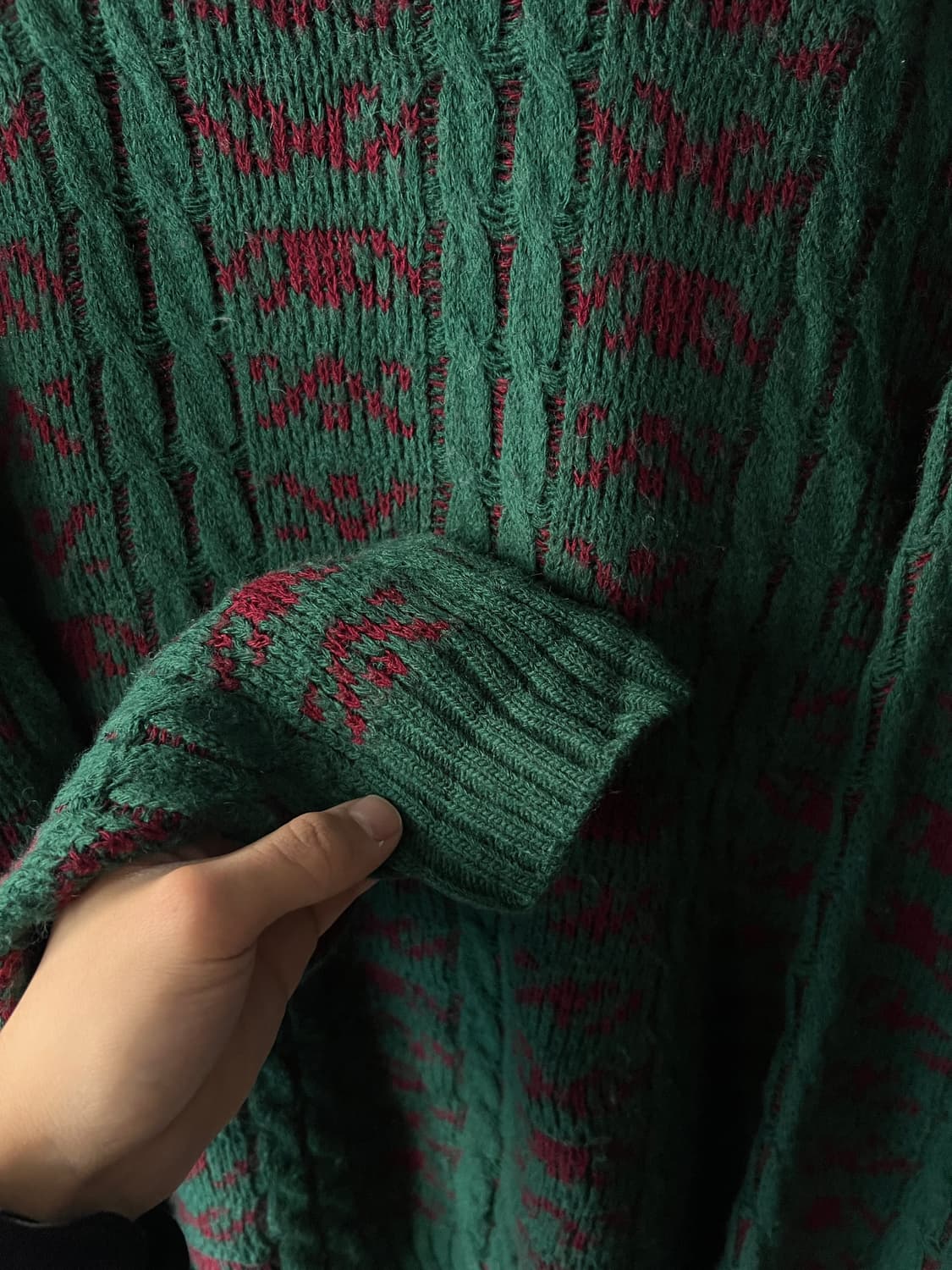 [XL]90's USA 빈티지 패턴 오버핏 케이블 니트 상품이미지5