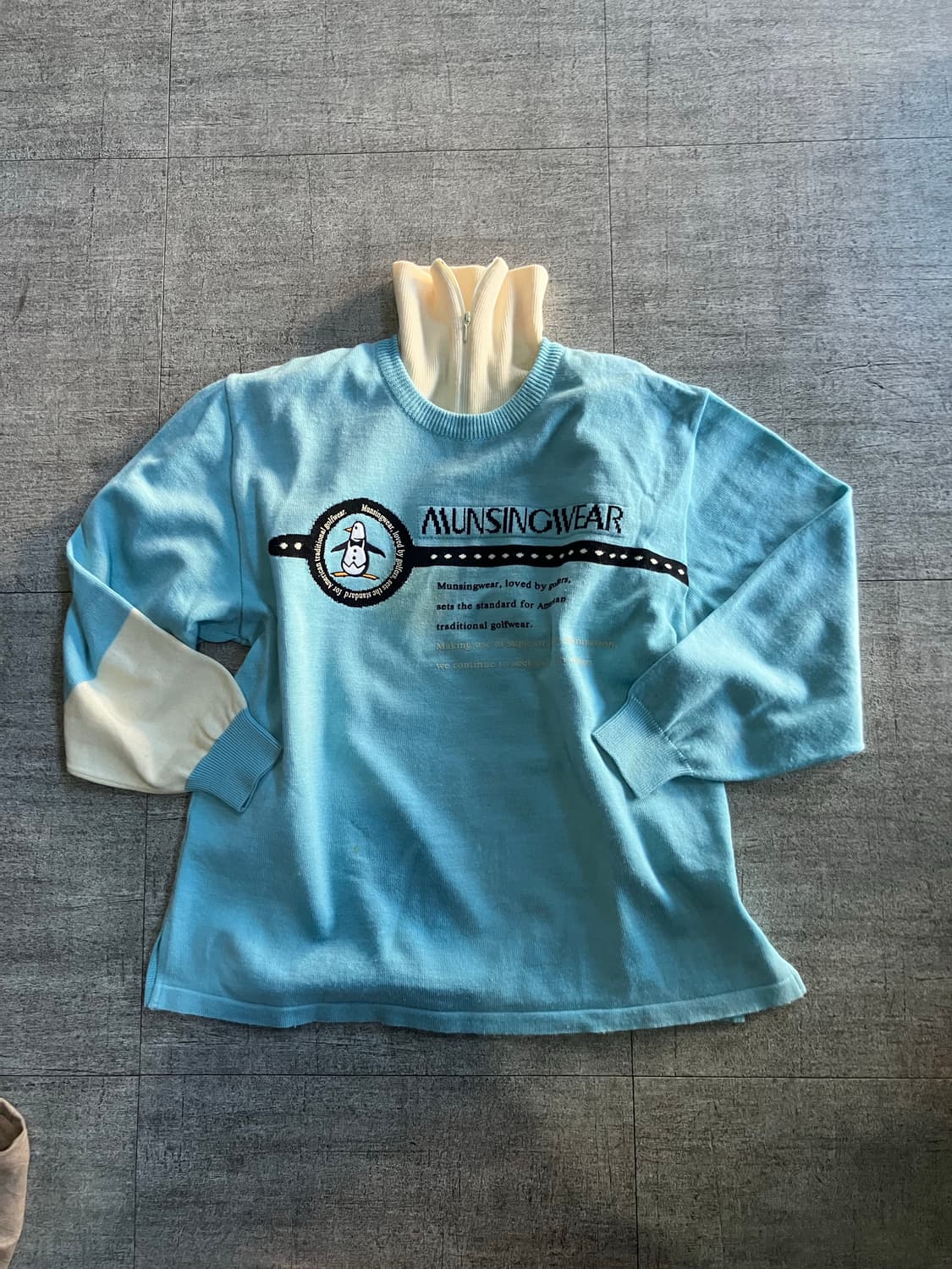 Munsingwear 먼싱웨어 올드스쿨아메카지 레이어드 폴라니트스웨터 상품이미지1