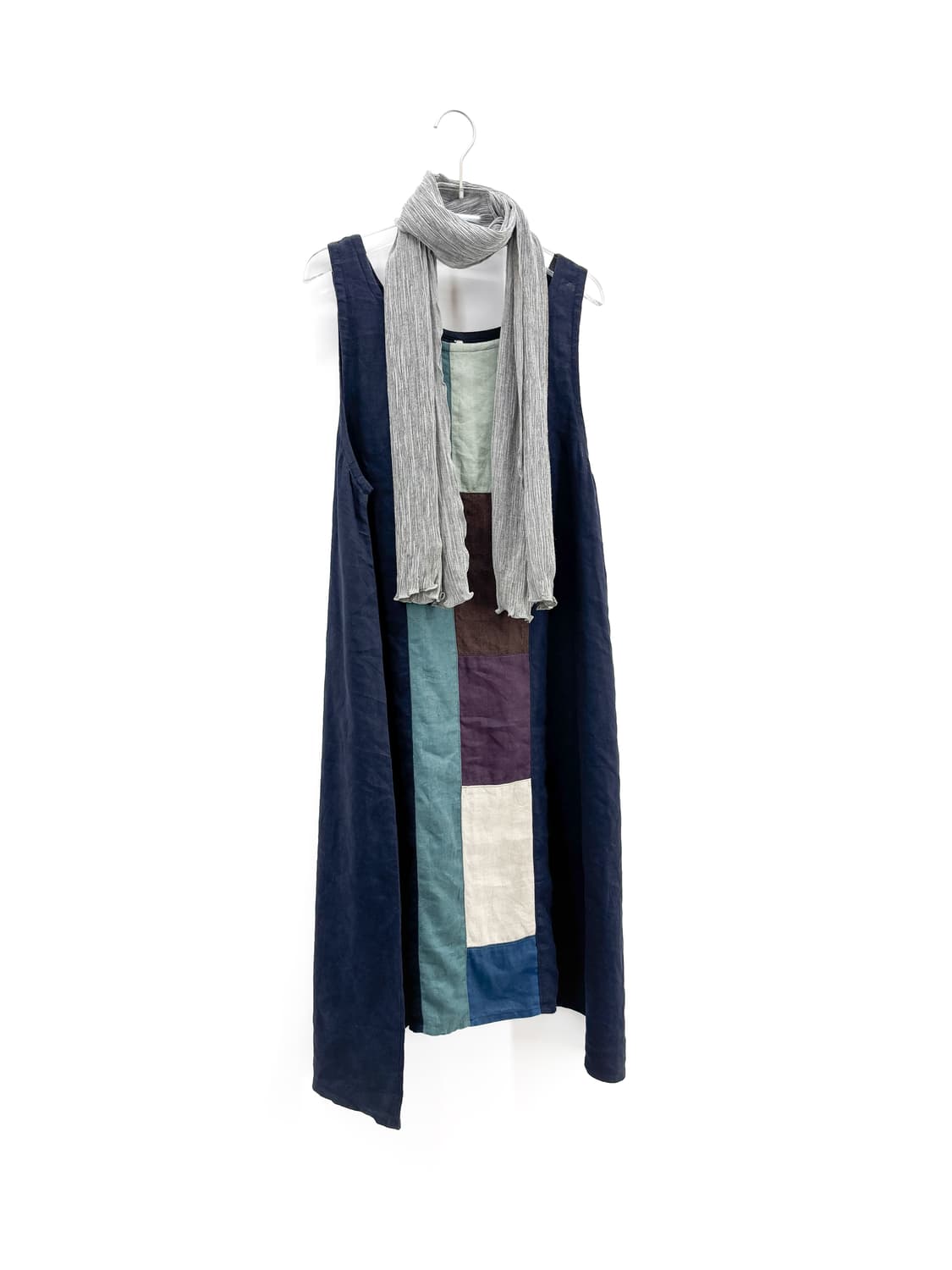 빈티지 패치워크 린넨 슬리브리스 원피스 상품이미지4