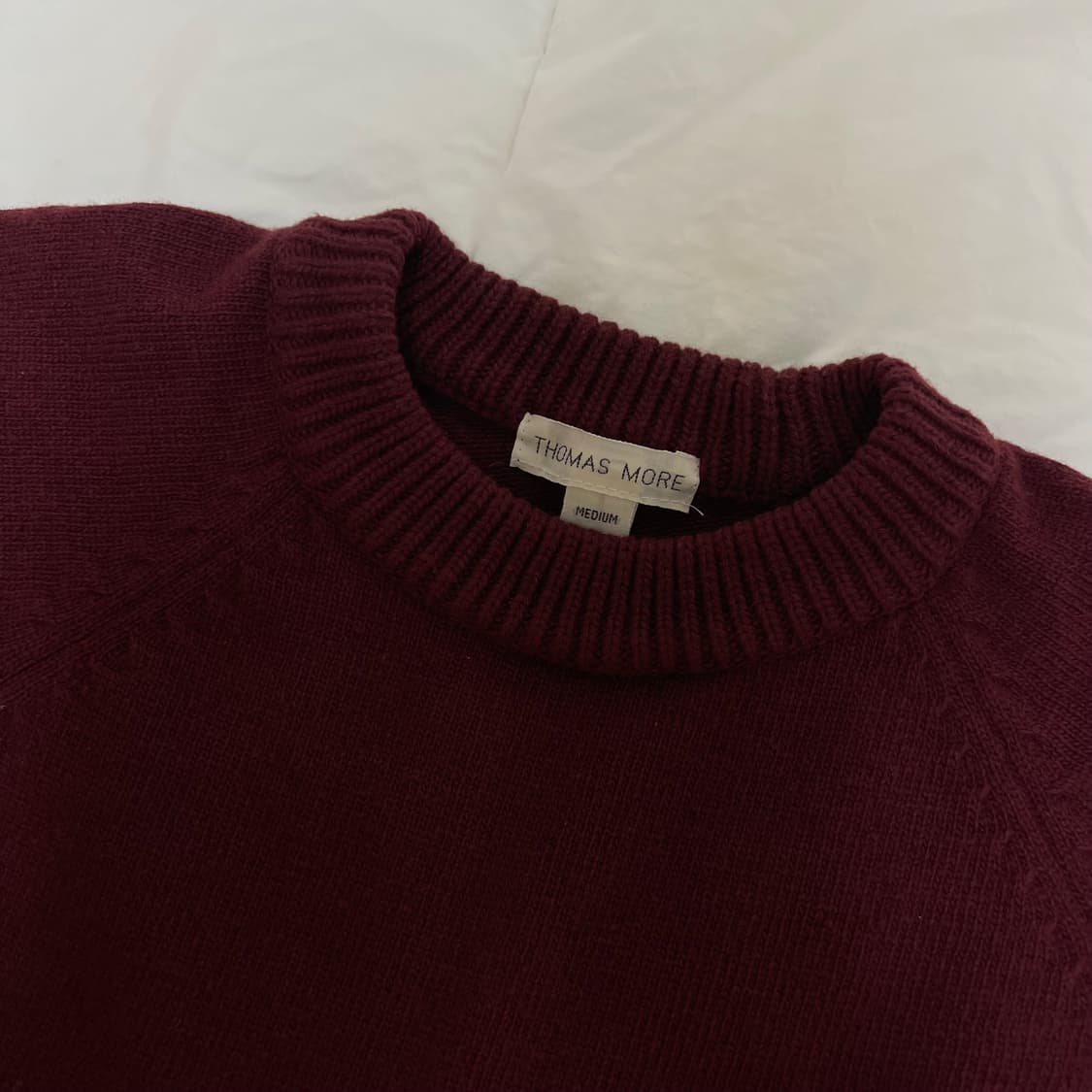 토마스모어 램스울 라운드 니트 버건디 m 상품이미지2