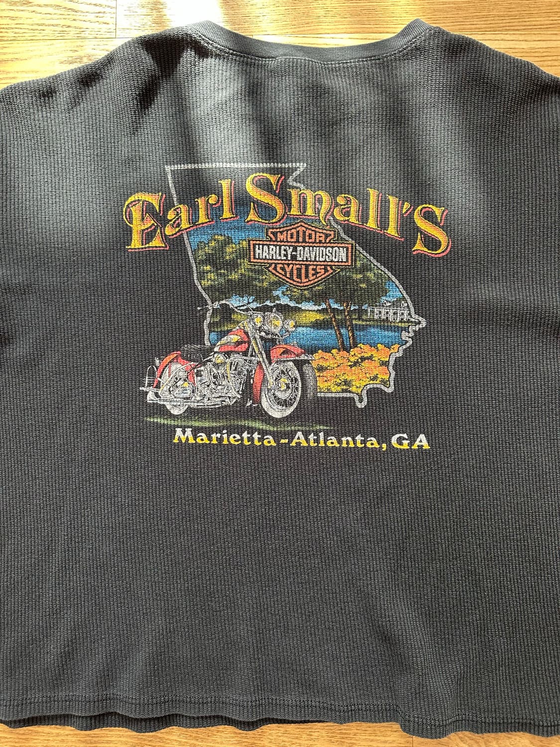 빈티지 할리데이비슨 써멀 롱슬리브 와플티 상품이미지2