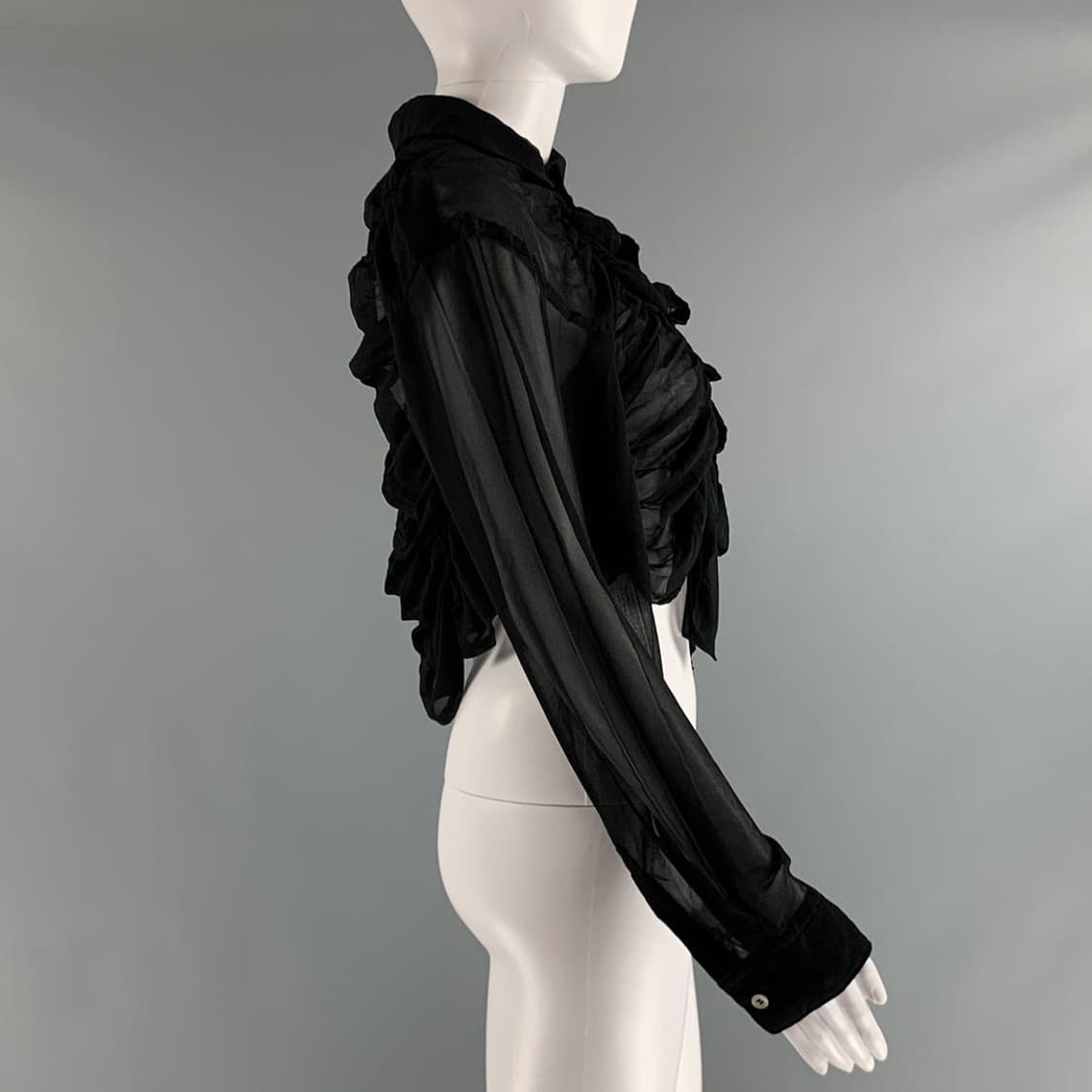 21ss 꼼데가르송 메인라인 드레이프 시스루 크롭 블라우스 s 상품이미지3