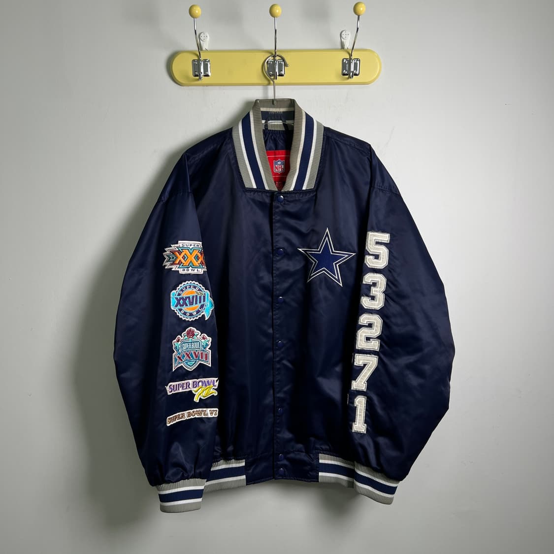 NFL 댈러스 카우보이 슈퍼볼 우승 기념 빈티지 새틴 바시티 자켓 XL 상품이미지1