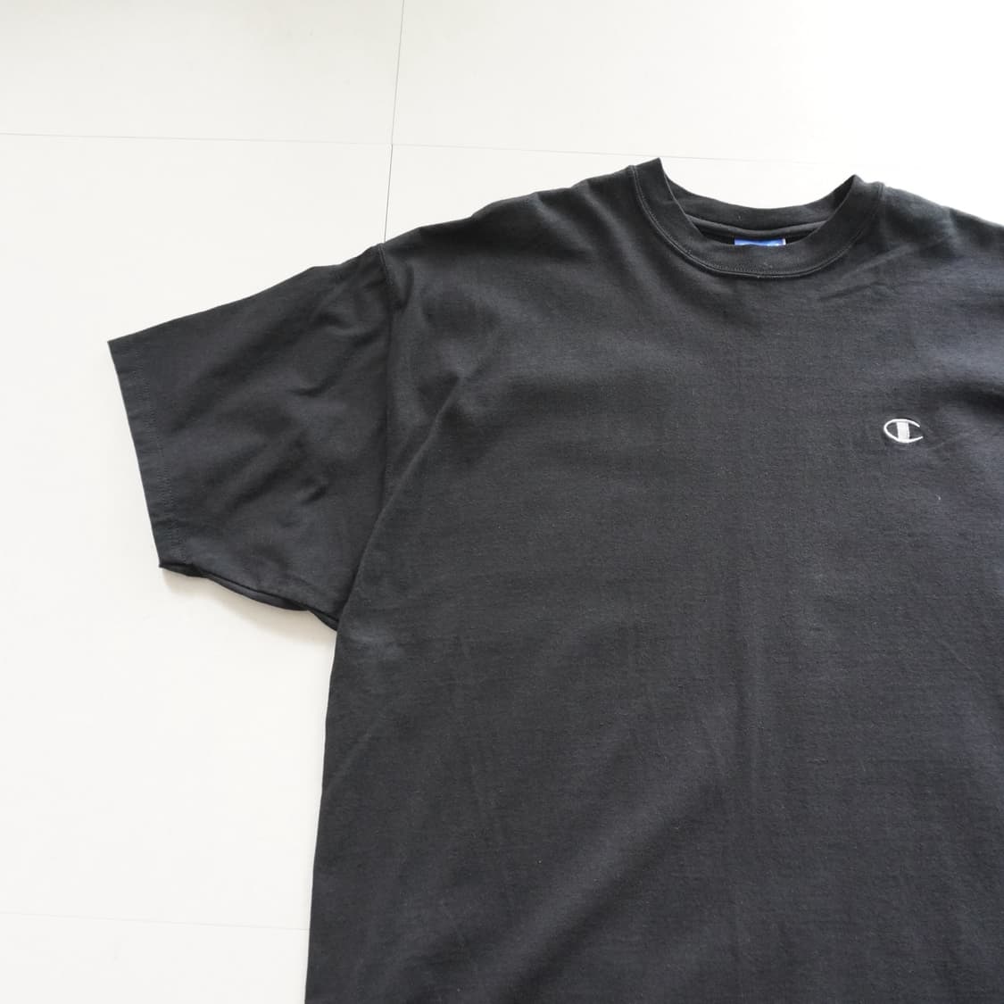 90s 챔피언 MADE IN USA 빈티지 C로고 블랙 반팔티 (XL) 상품이미지2