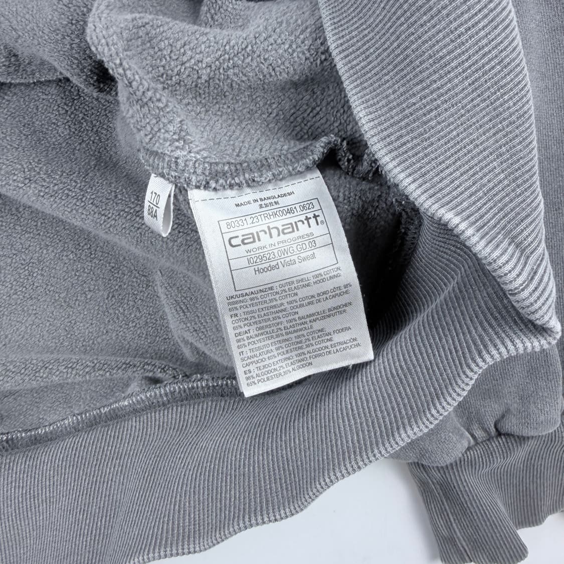 칼하트 wip 후드 비스타 스웨트 셔츠 블랙 가먼트다이드 상품이미지5
