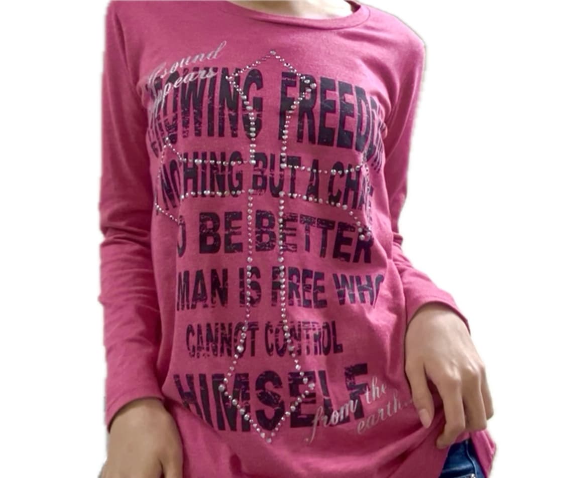 핑크 y2k cross 큐빅 로고 롱슬리브 상품이미지1