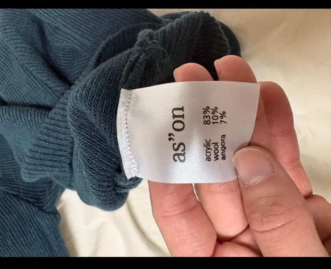 애즈온 보트넥 니트 블루 그린 상품이미지4