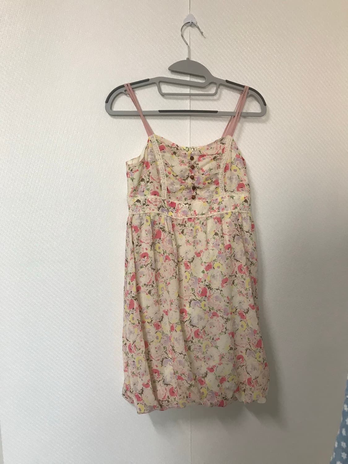 빈티지 플로럴 벌룬핏 우드 버튼 원피스 상품이미지2