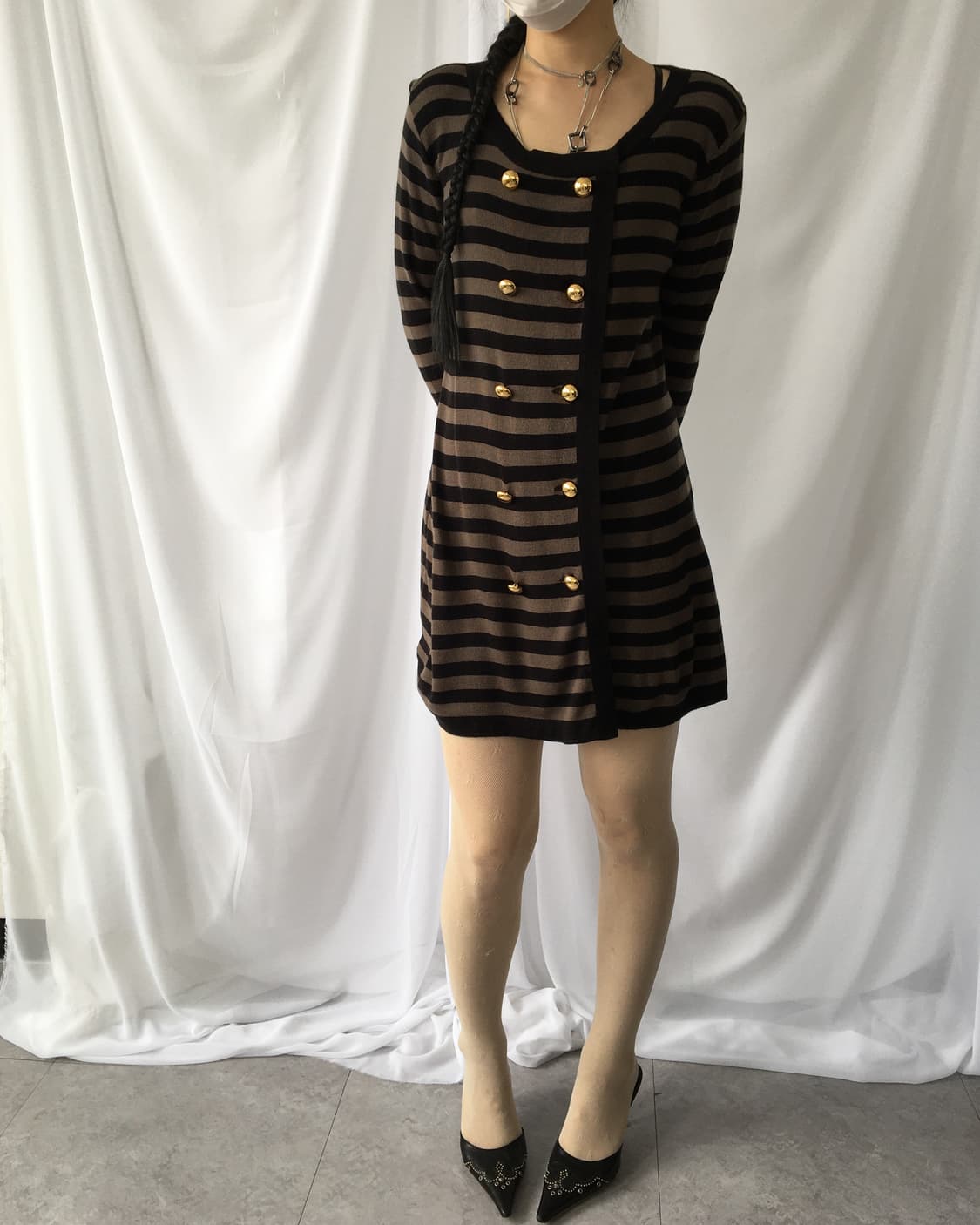 Double button stripe pattern knit cardig 상품이미지8