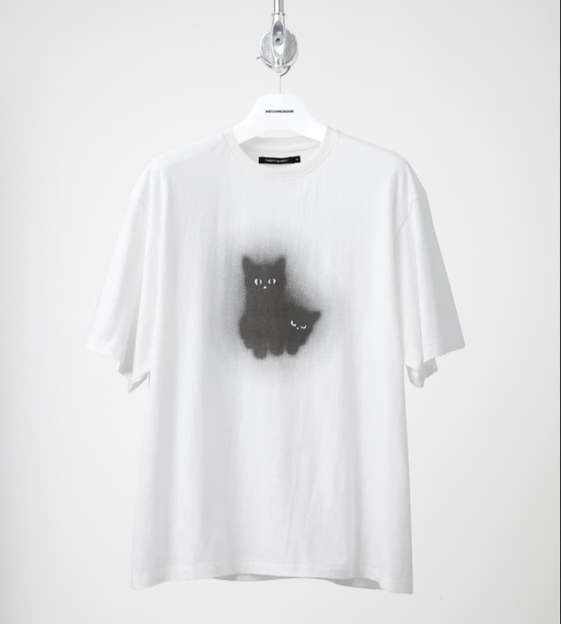 해칭룸 고스트캣 고양이 티셔츠 화이트 상품이미지1