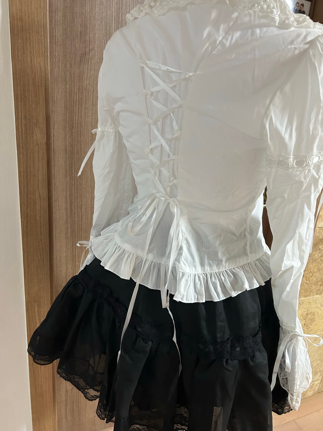 Bodyline 바디라인 화이트 고스 고딕 공겜 고스로리 블라우스 상품이미지3