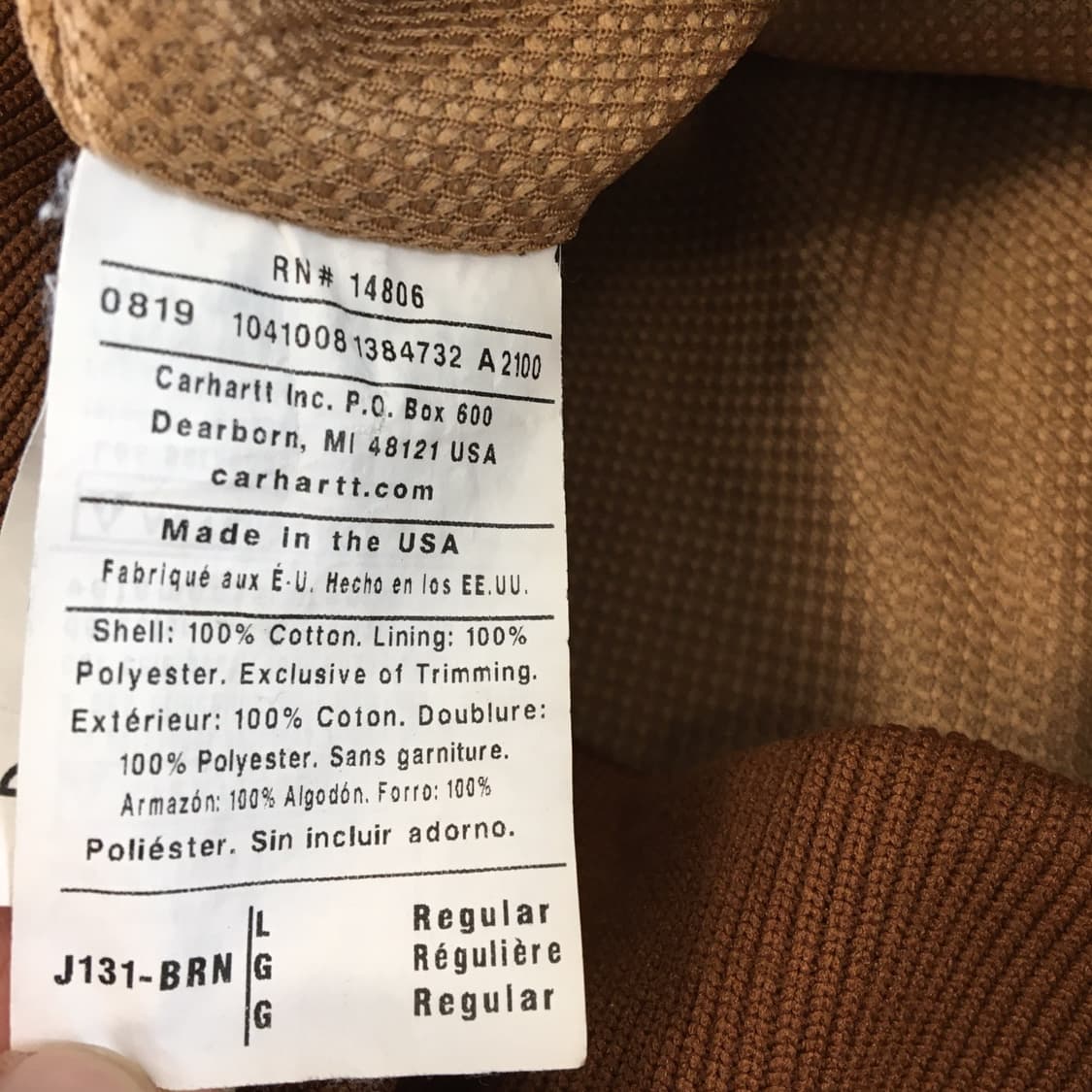 칼하트 J131 USA 페이딩 빈티지 덕액티브점퍼 L  상품이미지9