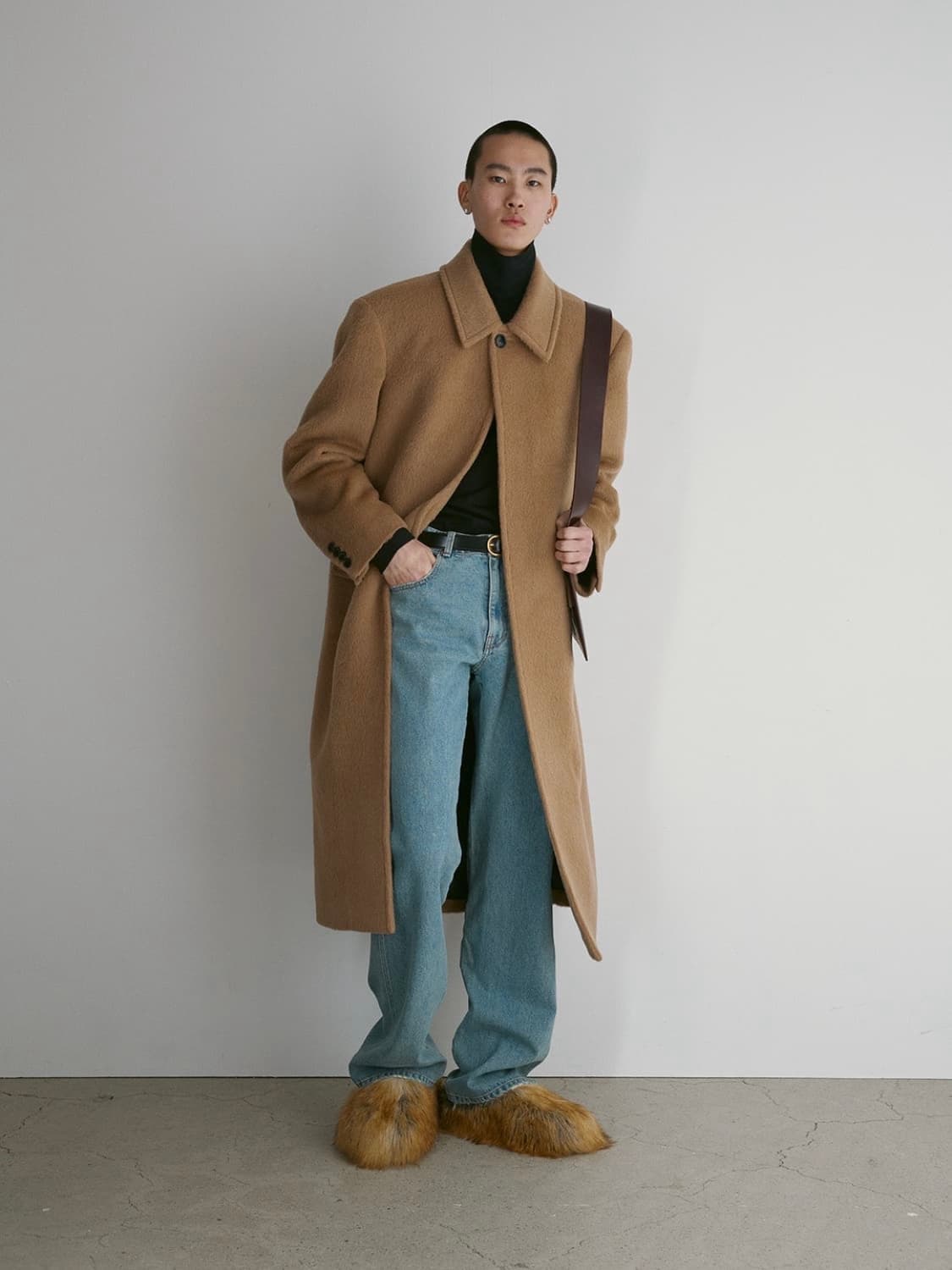 [L] 렉토 라마 울 블렌드 발마칸 코트 베이지 상품이미지4