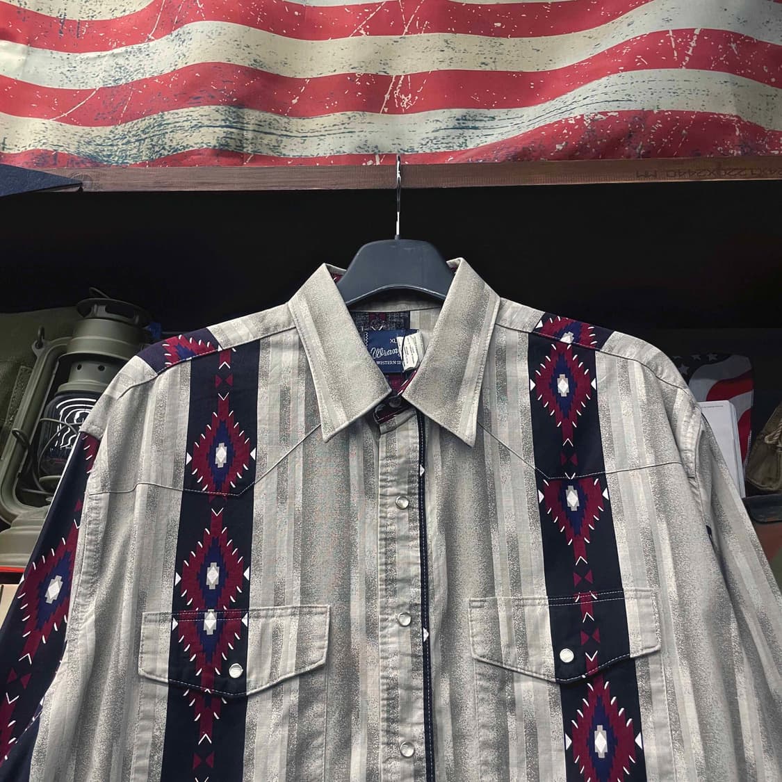 90s 랭글러 펄 스냅 아즈텍 패턴 웨스턴 카우보이 셔츠 N505 상품이미지3