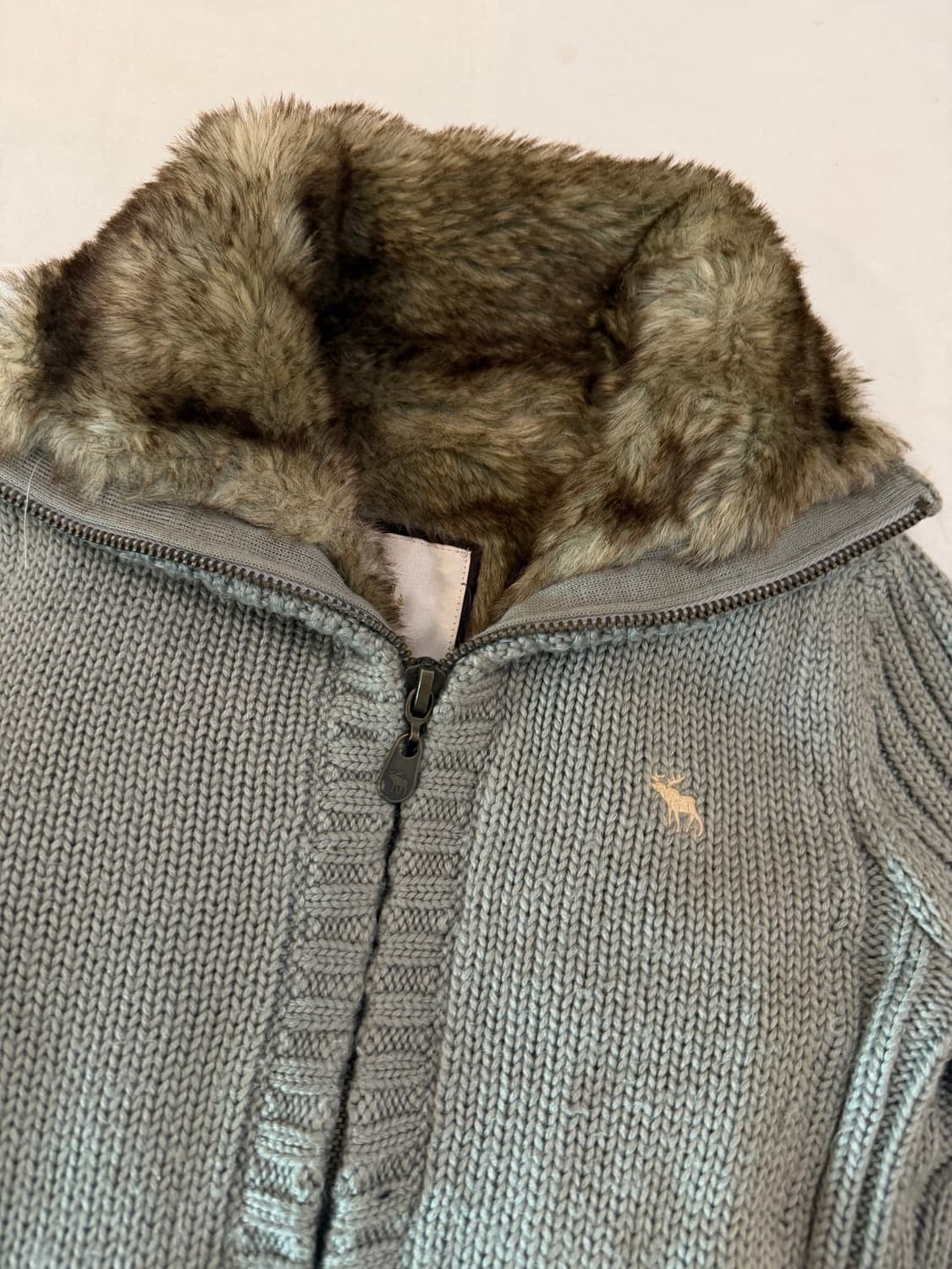 아베크롬비 투웨이 울 캐시미어 울프죠 퍼 니트집업 상품이미지2