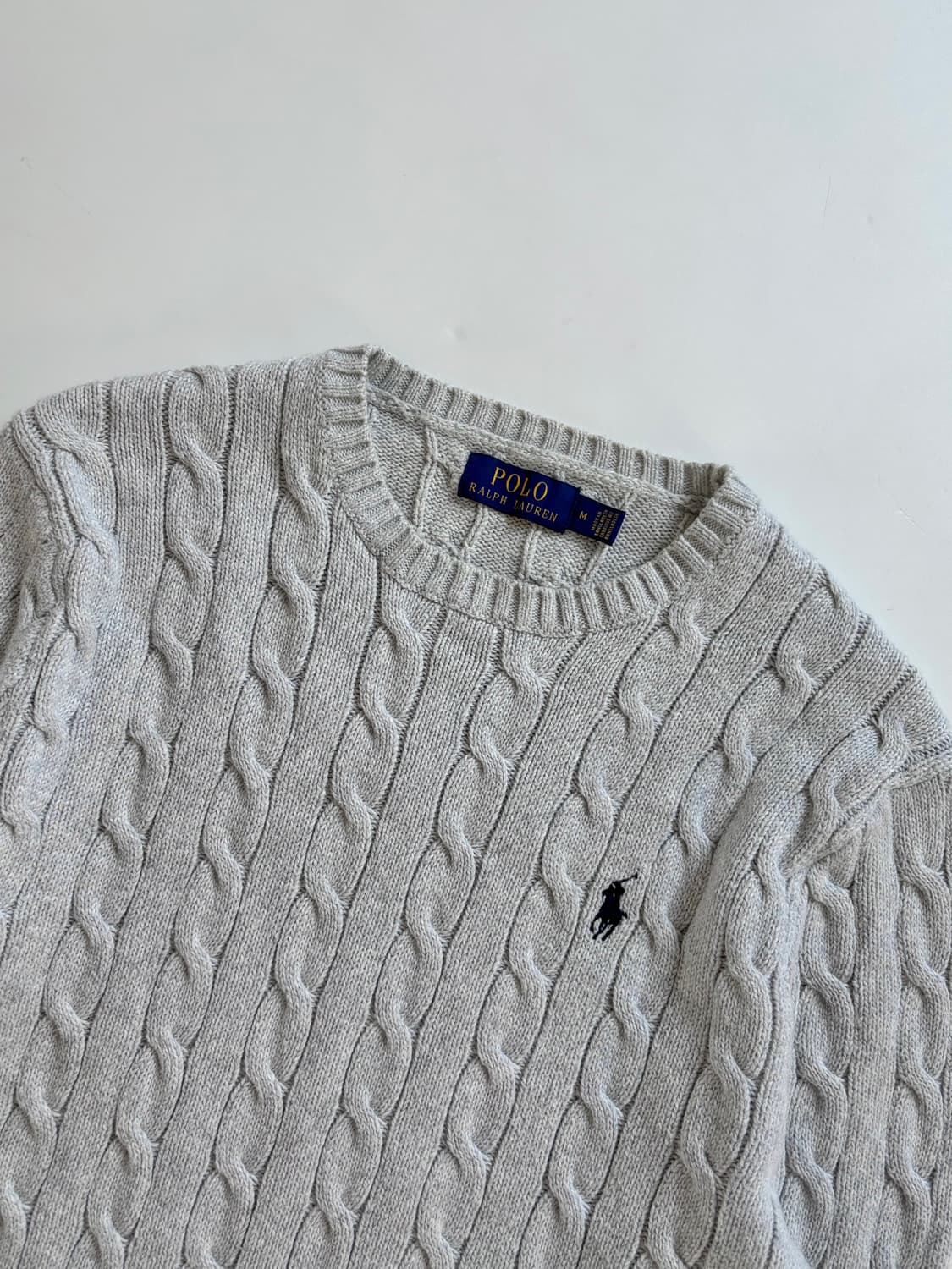 Polo 폴로 랄프로렌 신형 라이트그레이컬러 코튼 케이블 니트 상품이미지3