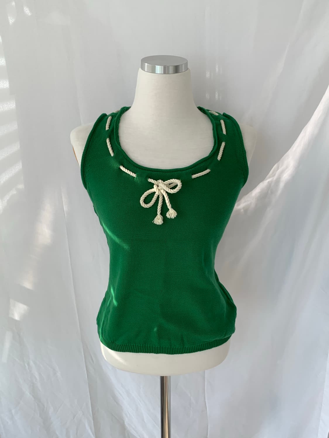 초록색 리본 니트 나시 상품이미지1